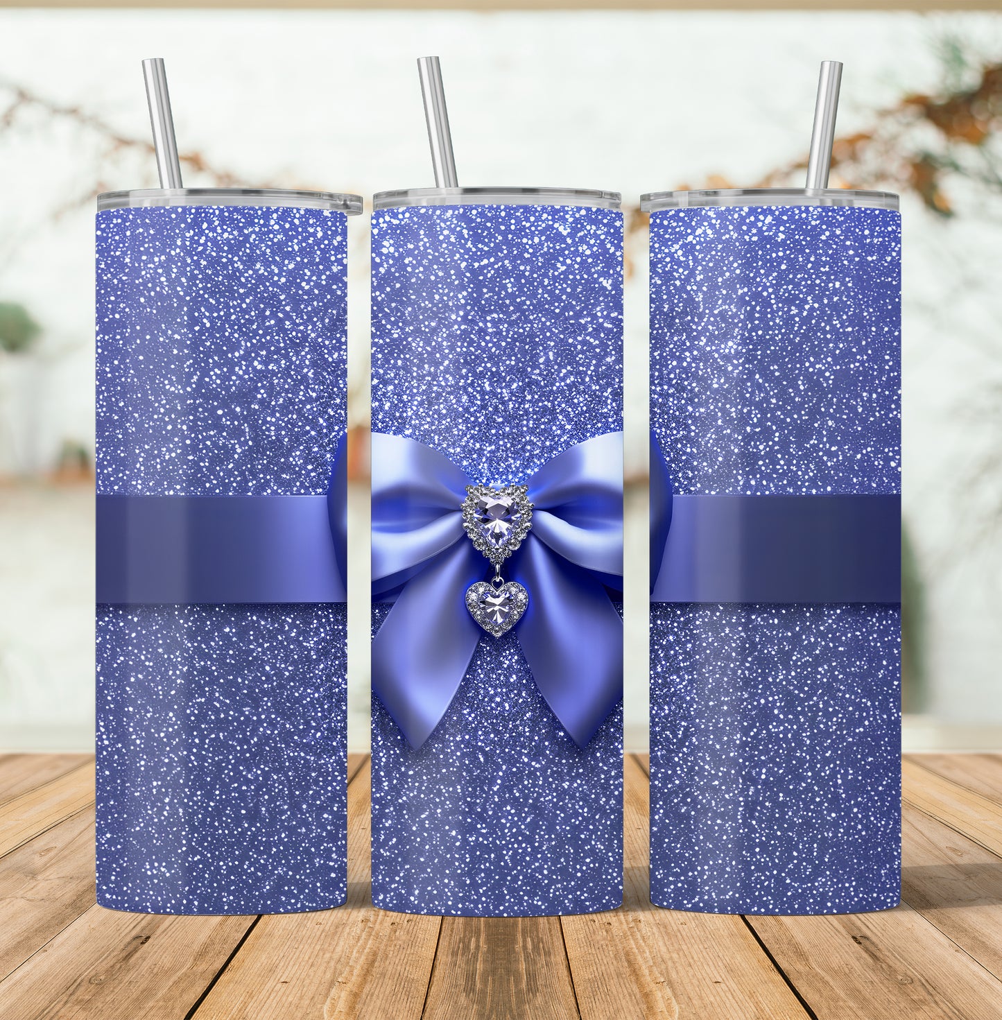 Bling Sparkle Coquette Bow and Jewels Glam Purple Seamless Design 20 oz Skinny Tumbler