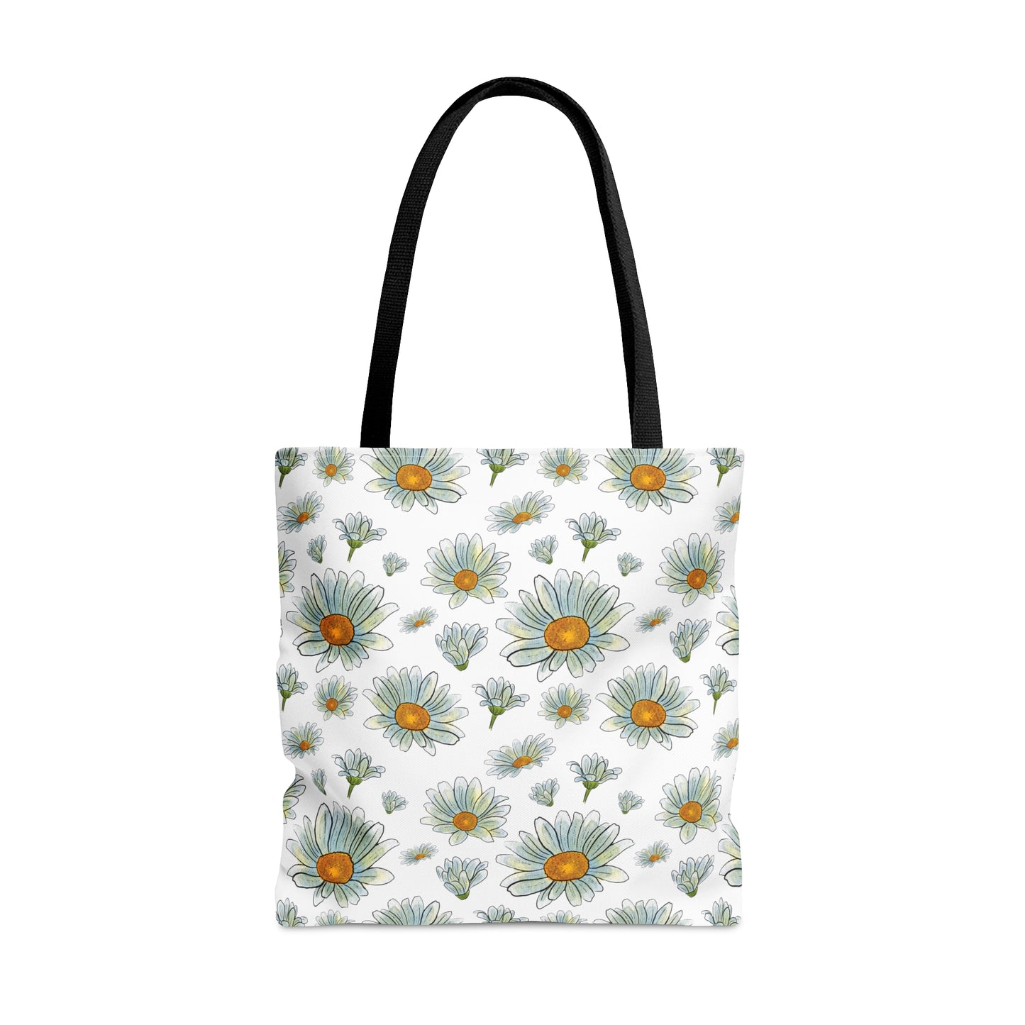 Large Watercolor Summer Daisies Blooming Against a White Background  - Canvas Tote 3 Sizes