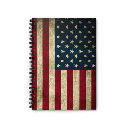 Vintage American Flag Design  - Spiral Ruled Line Notebook 6"x8"