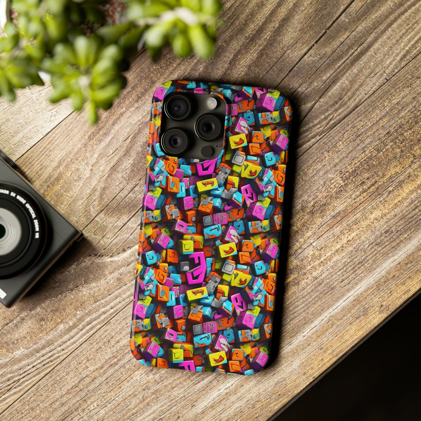 3D Abstract Colorful Block Design Iphone 15-12 Slim Phone Case