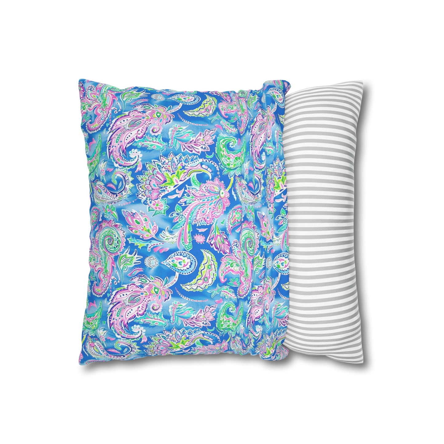 Pastel Paisley Whimsy: Delicate Design in Soft Hues Spun Polyester Square Pillowcase 4 Sizes