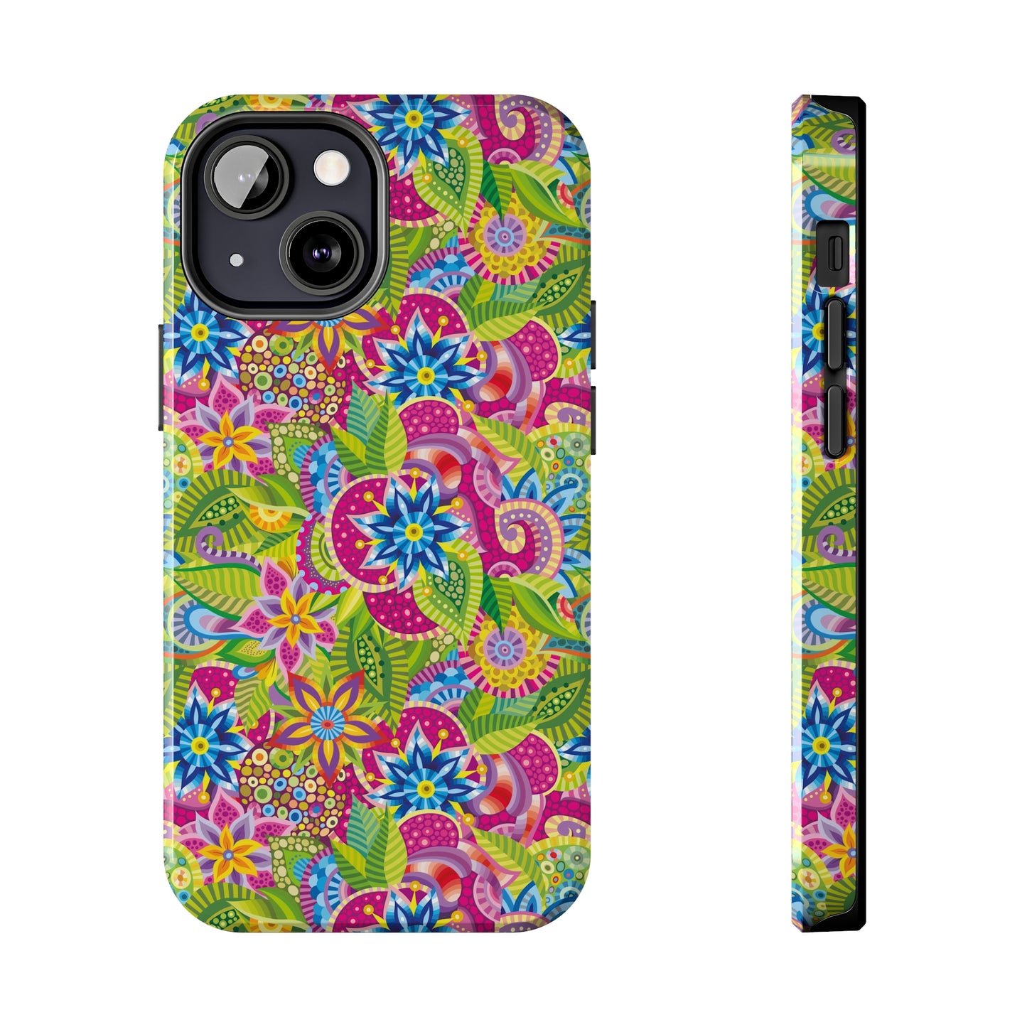 Vibrant Array of Abstract Flowers and Paisley in Rainbow Hues Iphone Tough Phone Case