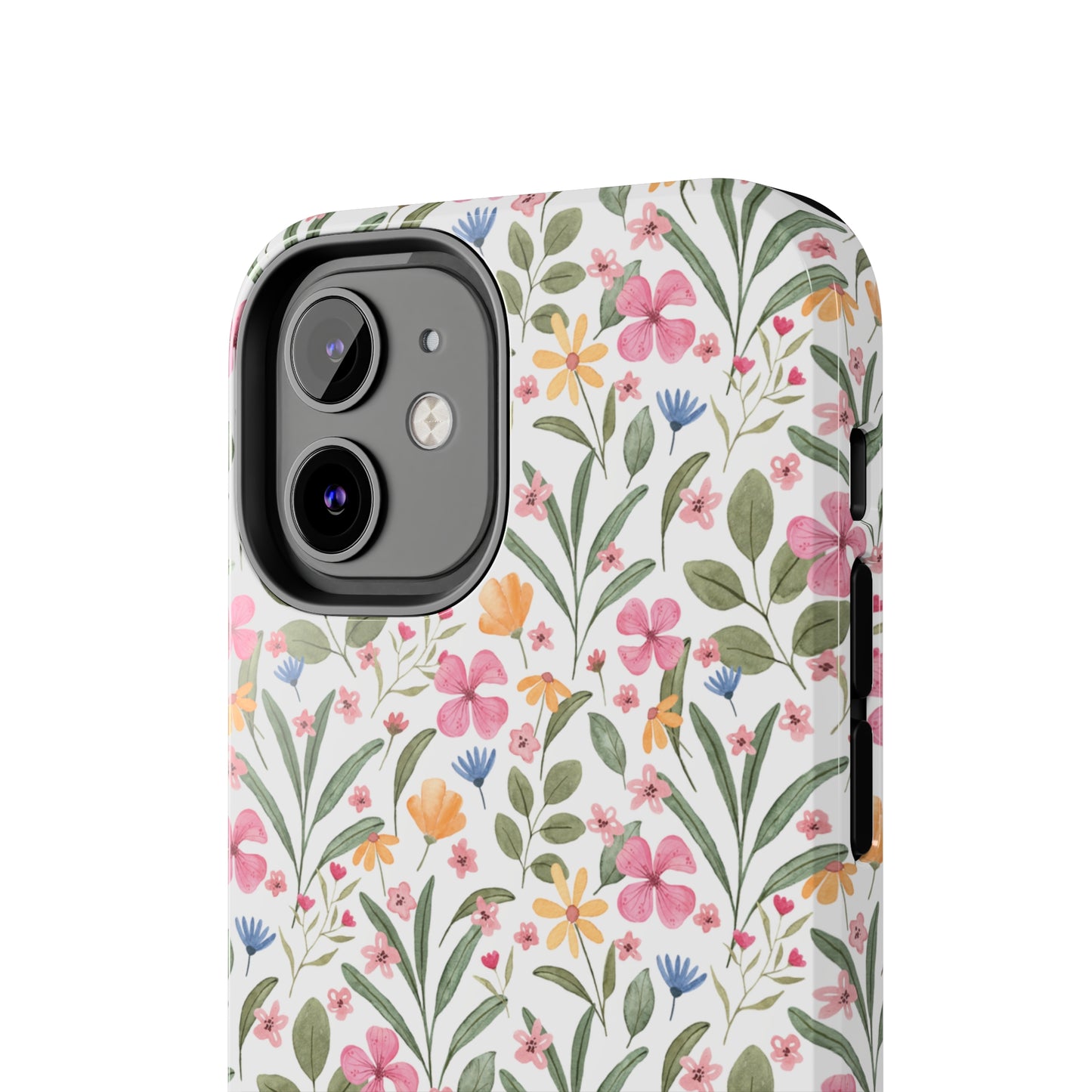 Pink Watercolor Spring Flowers Iphone Tough Phone Case