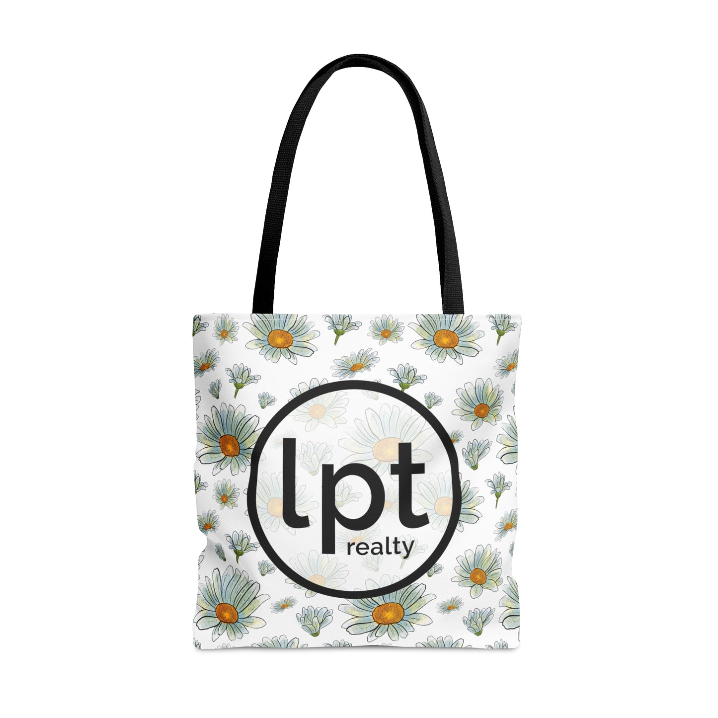 LPT Realty Logo on Watercolor Daisies Design - Canvas Tote 3 Sizes