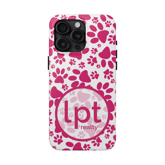 LPT Realty Logo - Vibrant Tracks: Hot Pink Animal Paw Prints Iphone Tough Phone Case