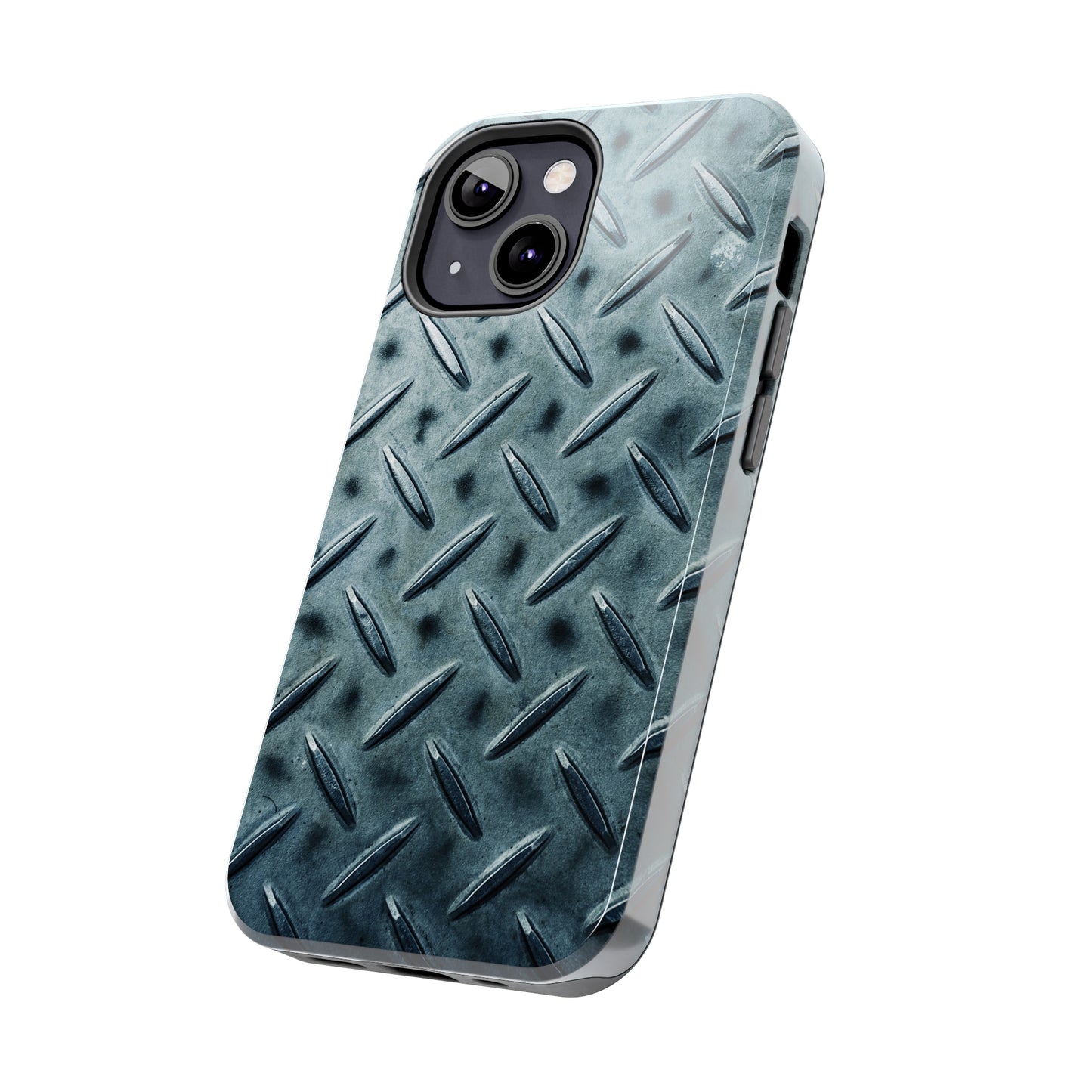 Blue Steel Diamond Plate Design Iphone Tough Phone Case