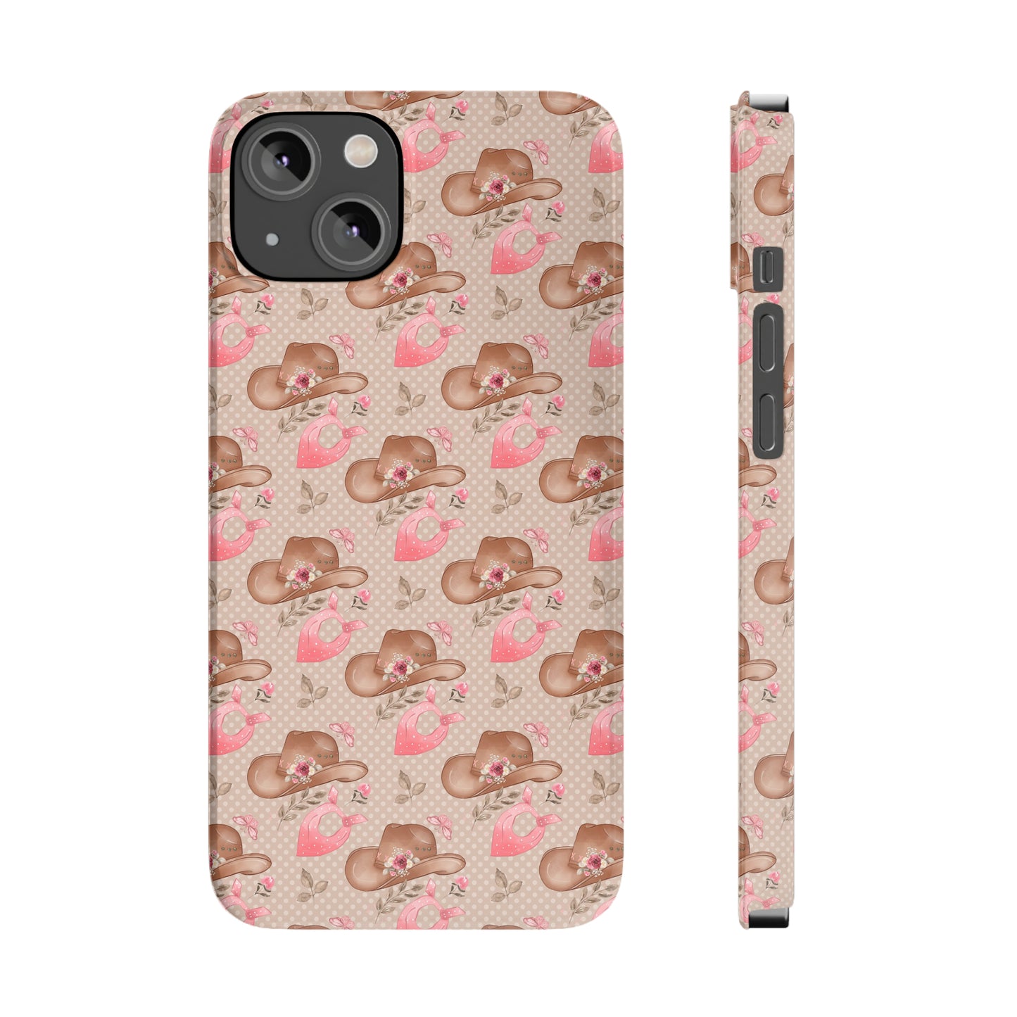 Western Cowgirl Hat with Flowers Iphone 15-12 Slim Phone Case