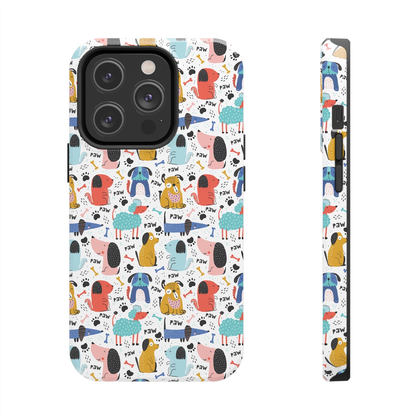 Playful Pups: Colorful Cartoon Dogs Iphone Tough Phone Case