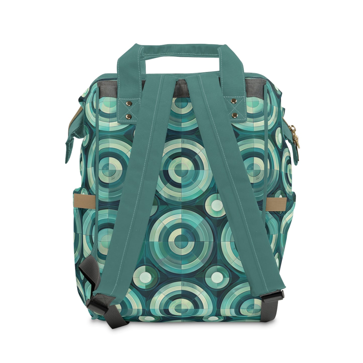 Oceanic Echoes of Layered Circles in Turquoise and Aqua Multifunctional Diaper Backpack