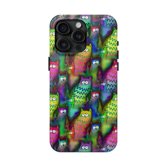 Neon Rainbow Cartoon Cats Iphone Tough Phone Case