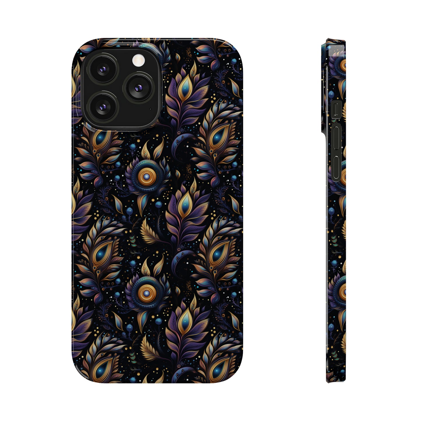 Mystical Enchanted Leaves and Celestial Stars Iphone 15-12 Slim Phone Case