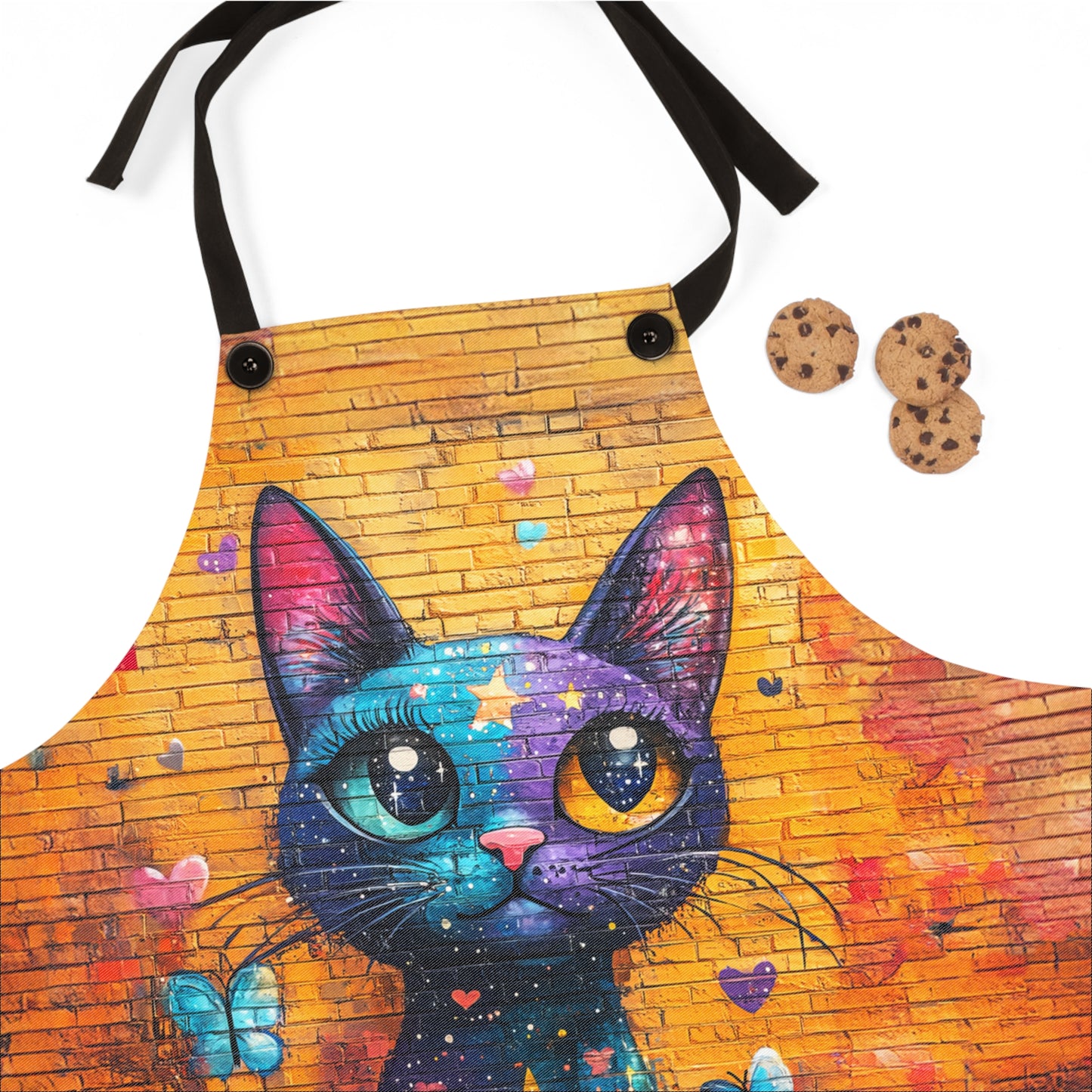 Cosmic Whiskers Urban Starry Sky Cat Kitchen Chef Apron