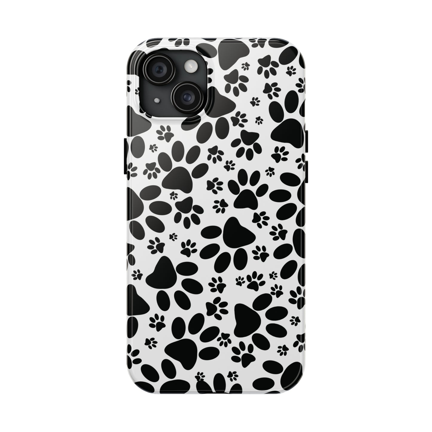 Stealthy Tracks: Black Animal Paw Prints Iphone Tough Phone Case