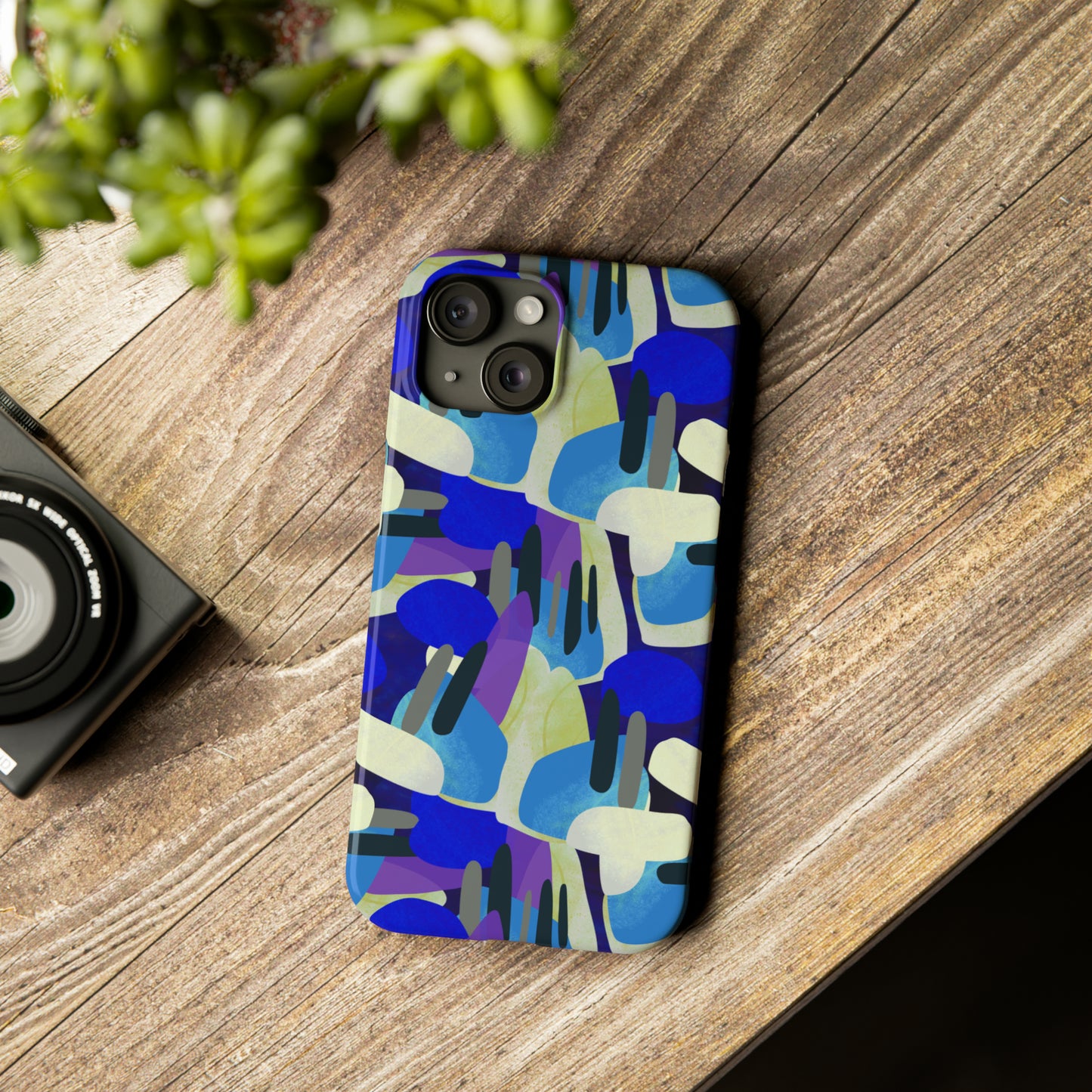 Blue, Purple and Green Abstract Design Iphone 15-12 Slim Phone Case