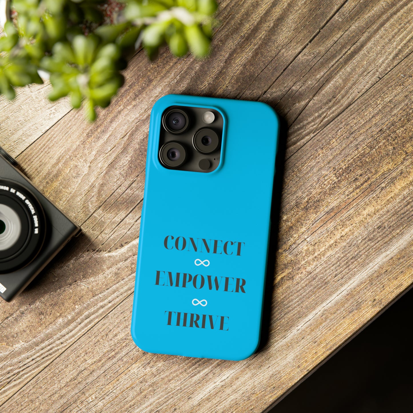 Blue with Connect Empower Thrive Iphone 15-12 Slim Phone Case