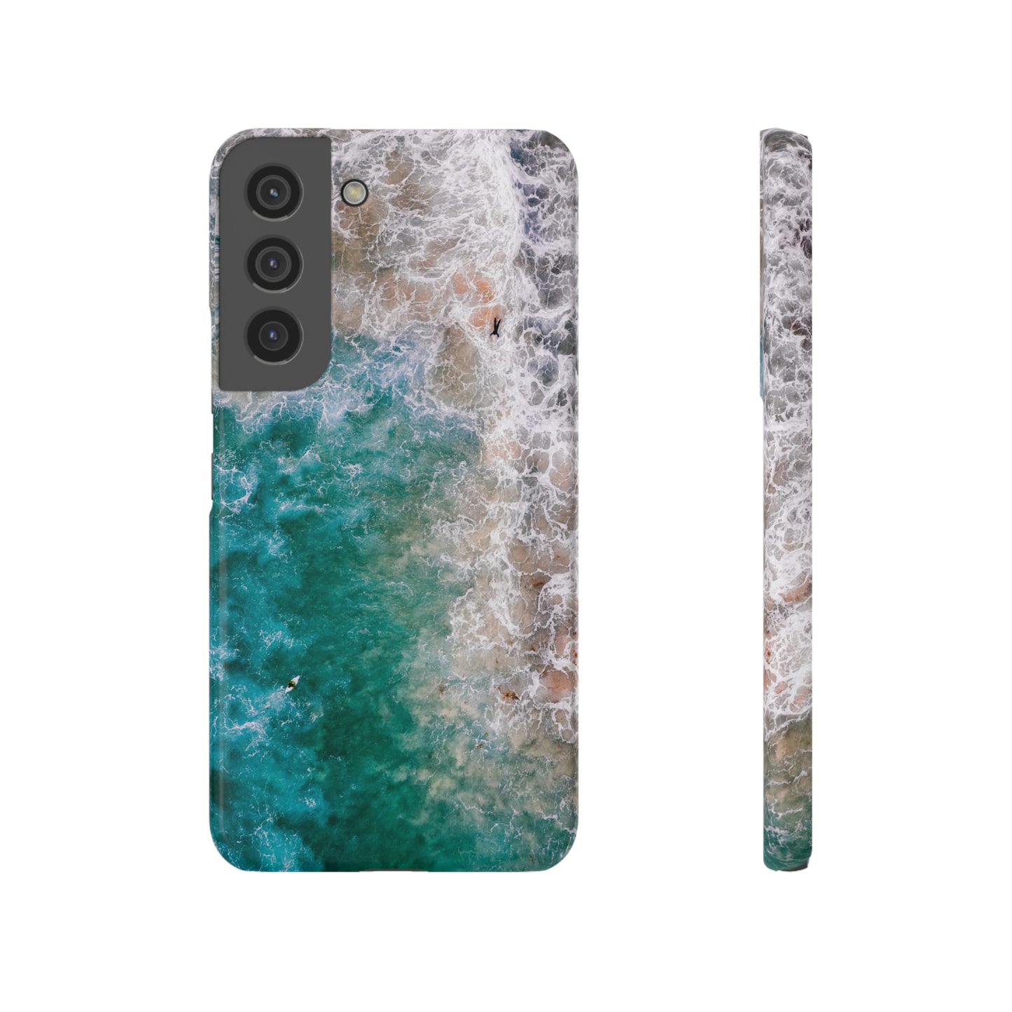 Ocean's Embrace: Deep Green Waters with White Waves Crashing onto the Beach Design Samsung Slim Cases