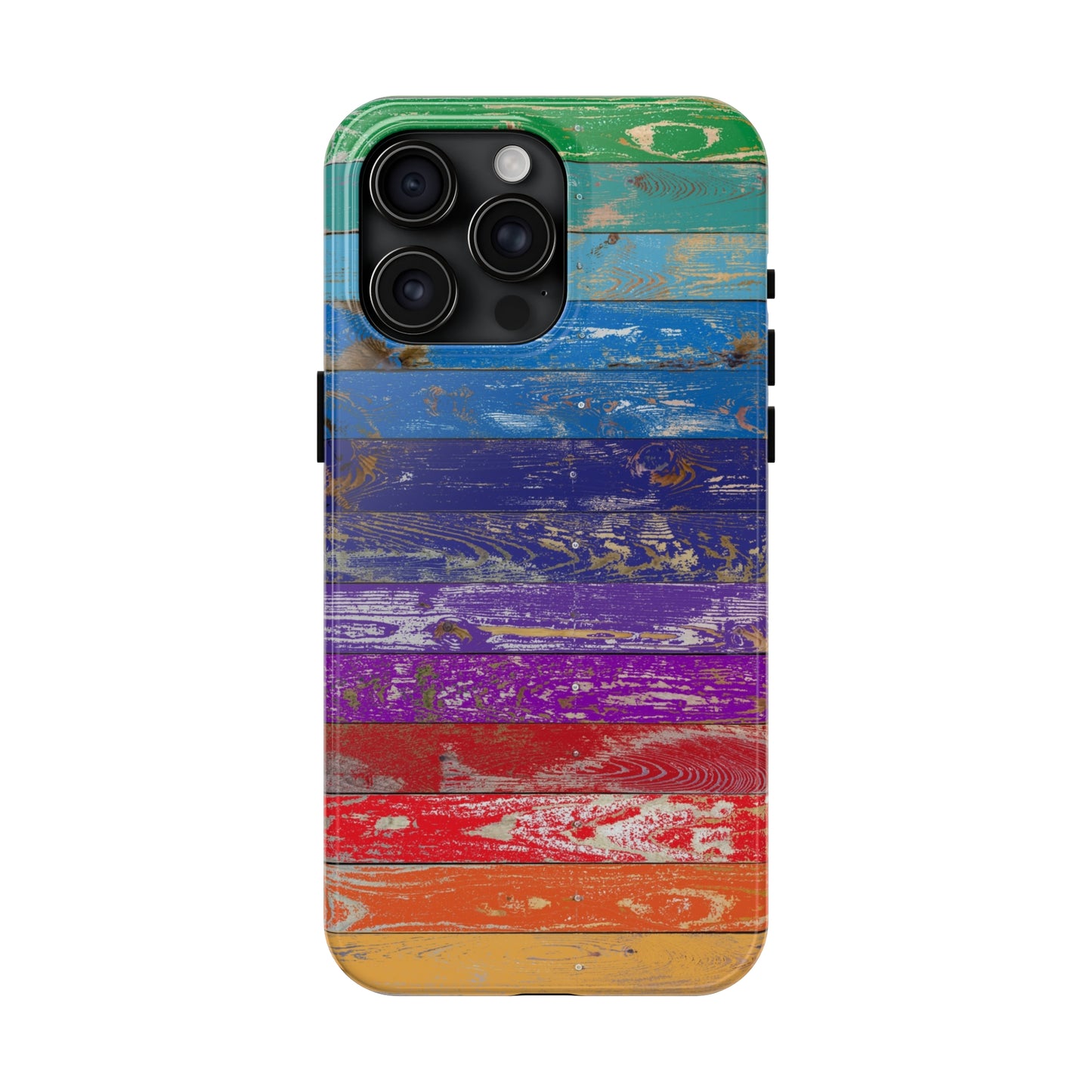 Rainbow Wood Planks Iphone Tough Phone Case