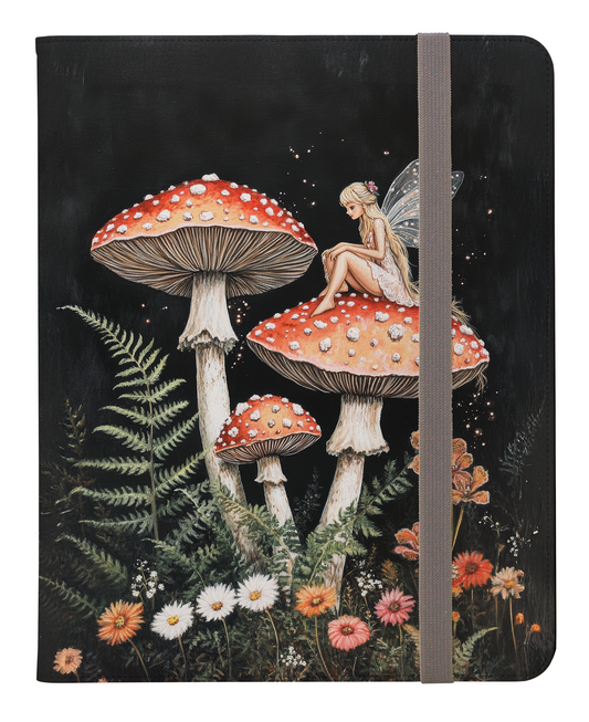 Fairy's Tranquil Moment Sitting Upon a Majestic Mushroom with Twilight Blossoms Protective iPad Pro 11 & Pro 12.9 Protective Case and Pencil Holder