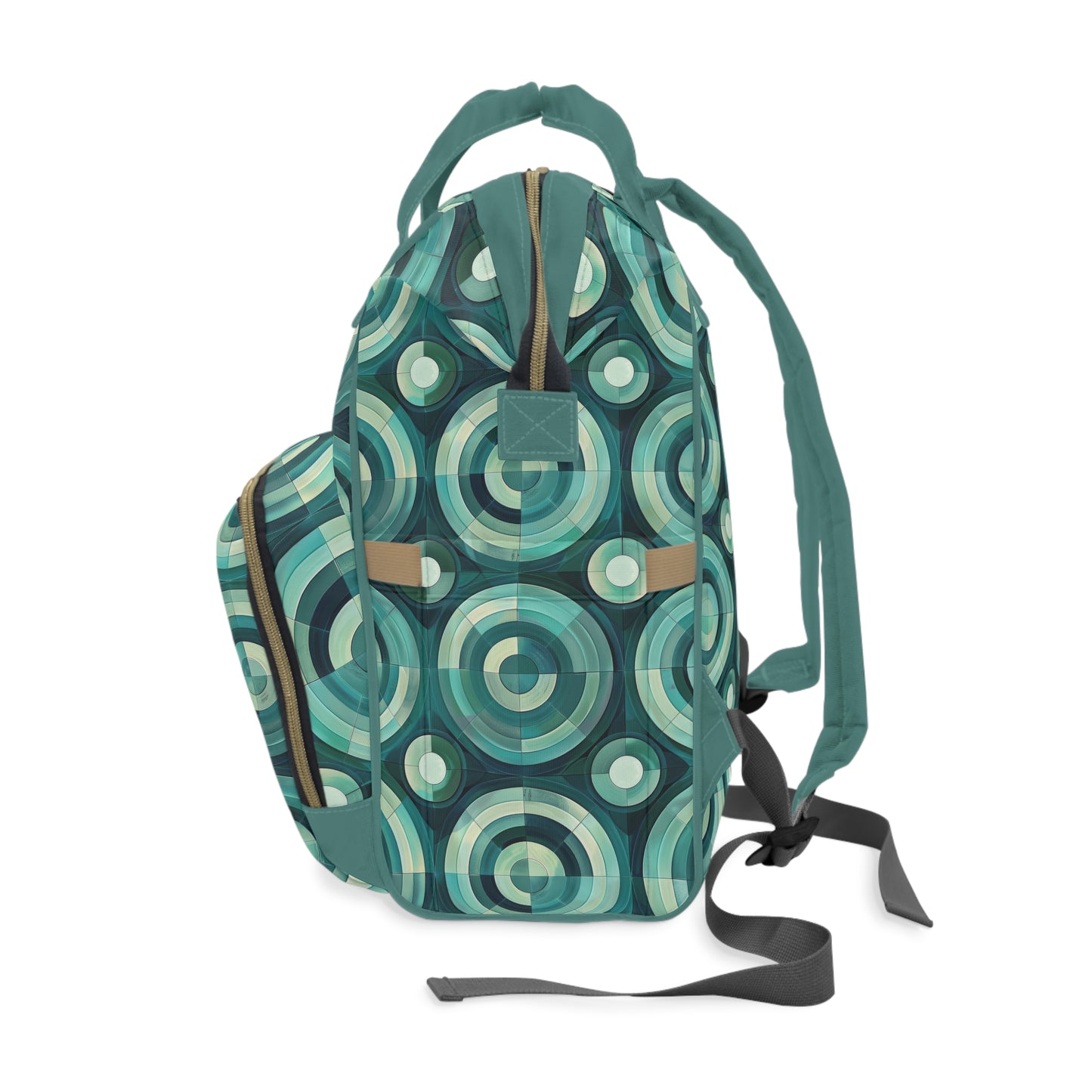 Oceanic Echoes of Layered Circles in Turquoise and Aqua Multifunctional Diaper Backpack