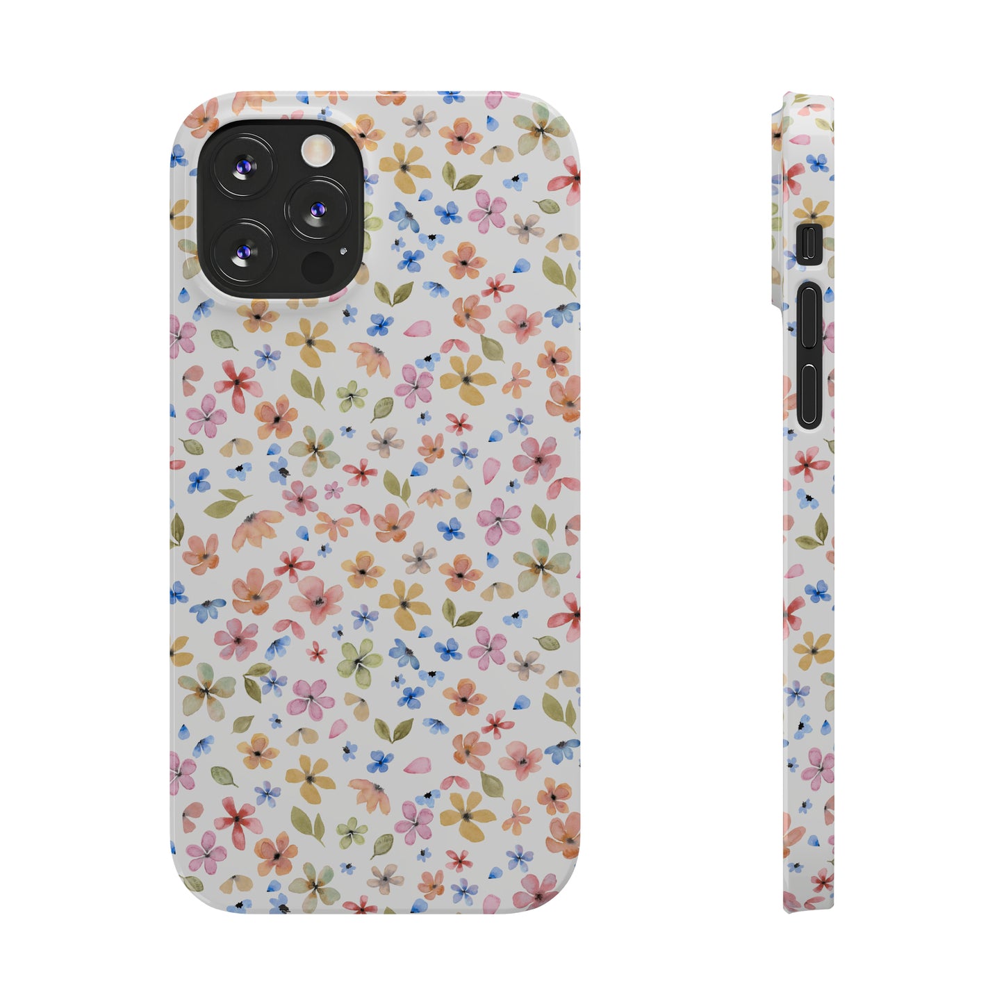 Tiny Pink, Yellow and Blue Flowers Iphone 15-12 Slim Phone Case