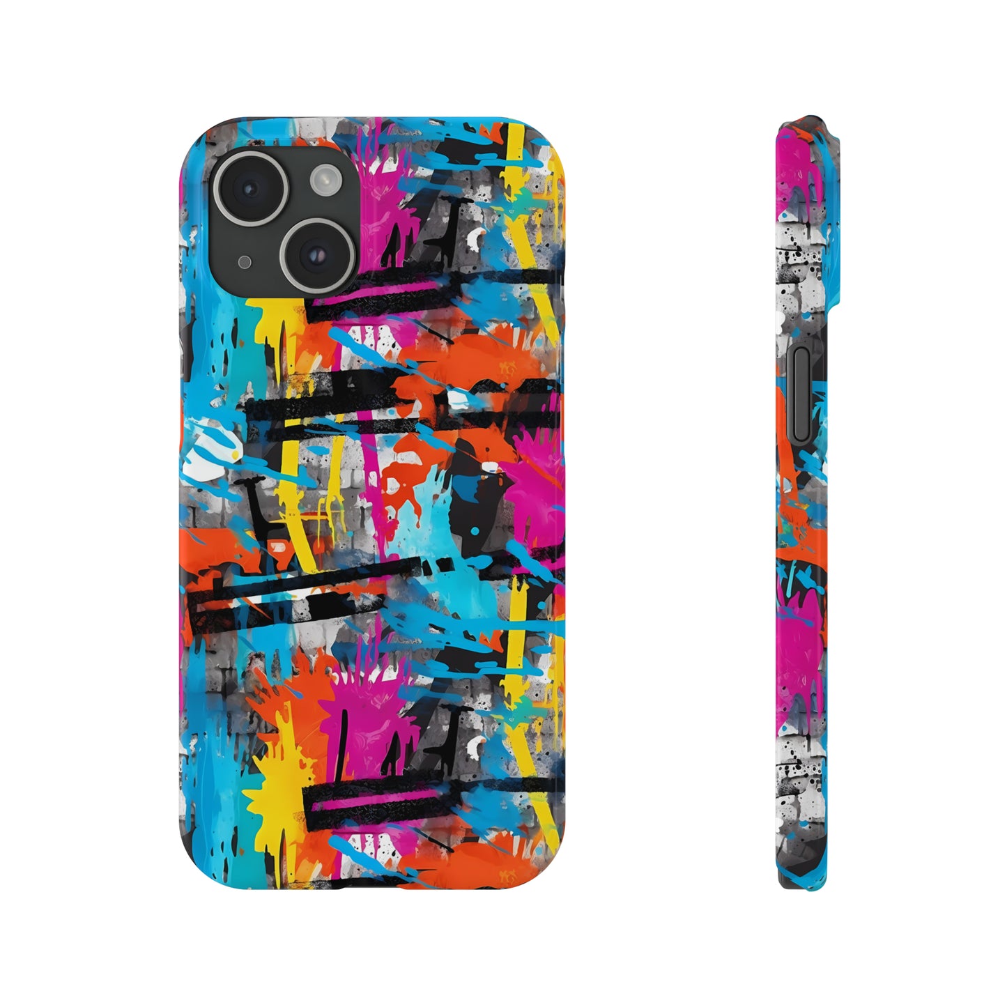 Rainbow Color Abstract Graffiti Design Iphone 15-12 Slim Phone Case