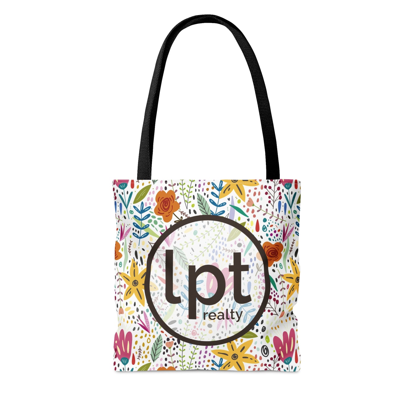 LPT Realty Logo with Spring Garden Floral Design - Canvas Tote 3 Sizes