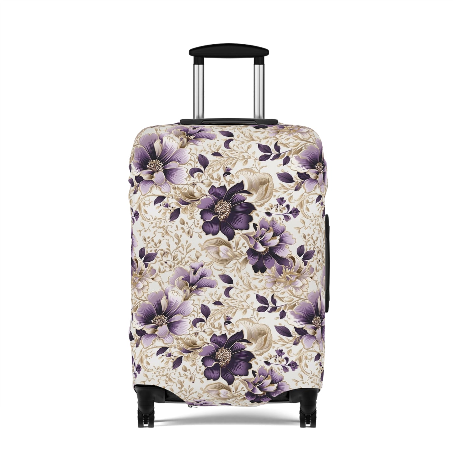 Purple Majesty: Watercolor Floral Design with Gold Foliage Accents  - Luggage Protector and Cover 3 Sizes