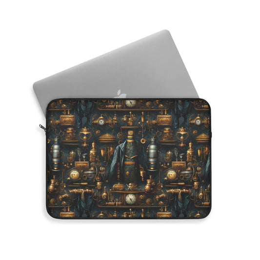 Steampunk Victorian Design with Gears and Mechanical Elements - Laptop or Ipad Protective Sleeve 3 Sizes