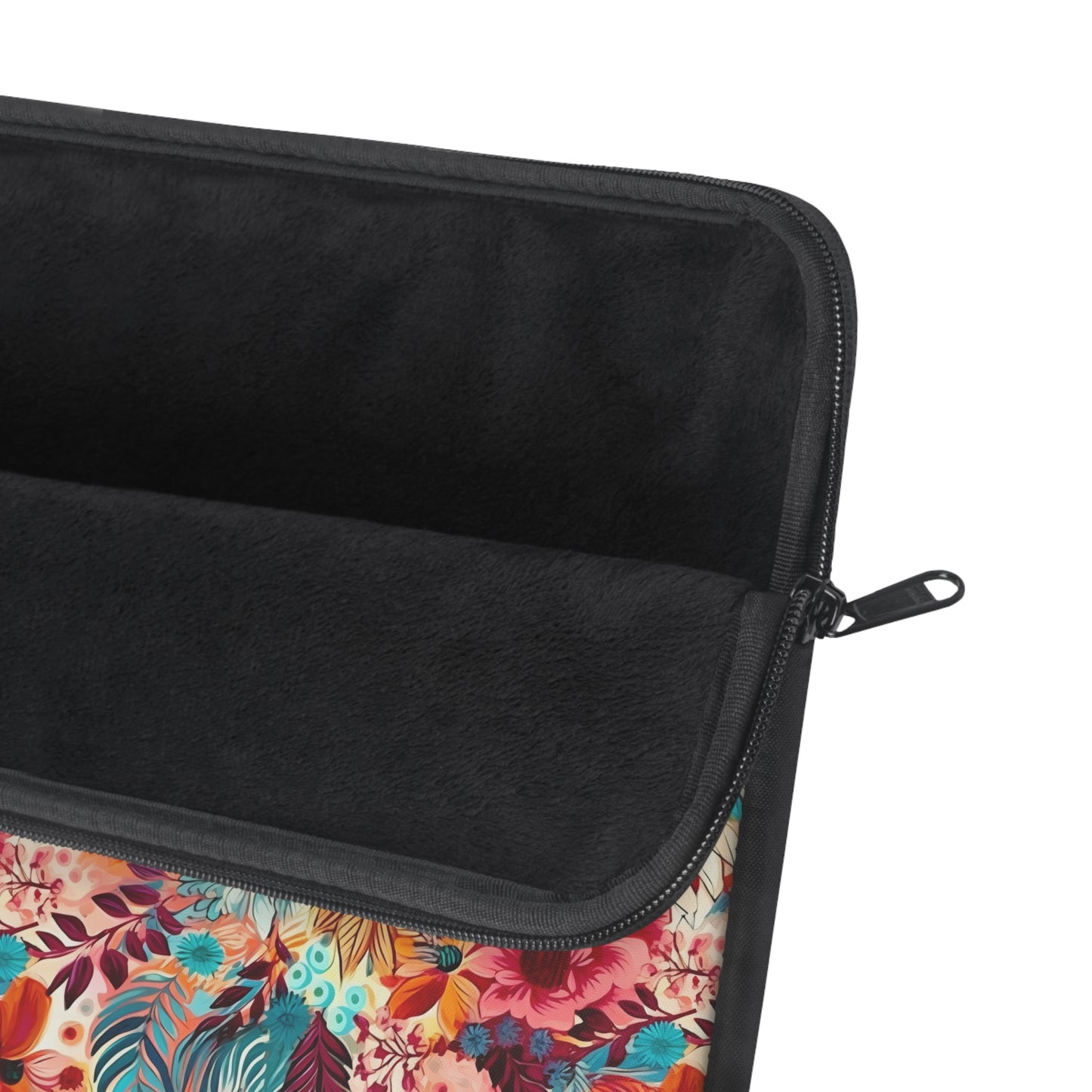 Floral Explosion of Pinks, Teals and Oranges on a Soft Cream Canvas Laptop or Ipad Protective Sleeve 3 Sizes Available