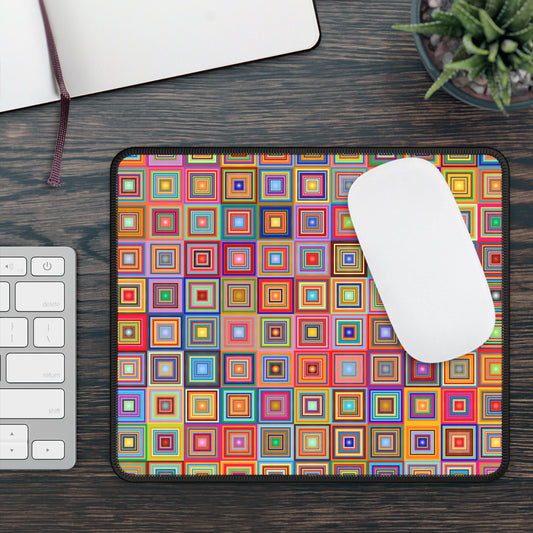 Retro Colored Squares Gaming Mouse Pad with Finished Edges