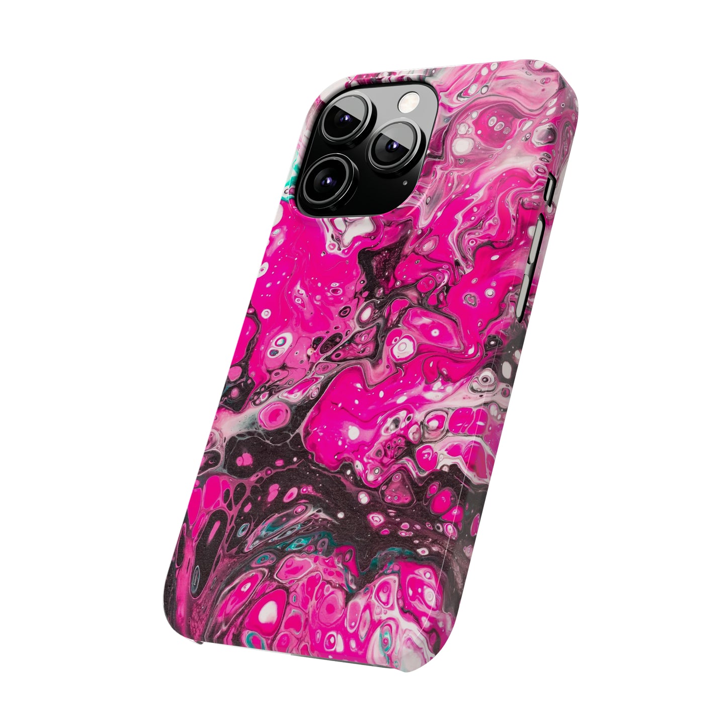 Pink, Black and White Alcohol Ink Design Iphone 15-12 Slim Phone Case