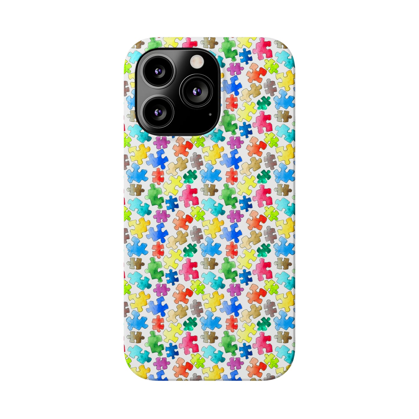 Rainbow Puzzle Pieces Iphone 15-12 Slim Phone Case