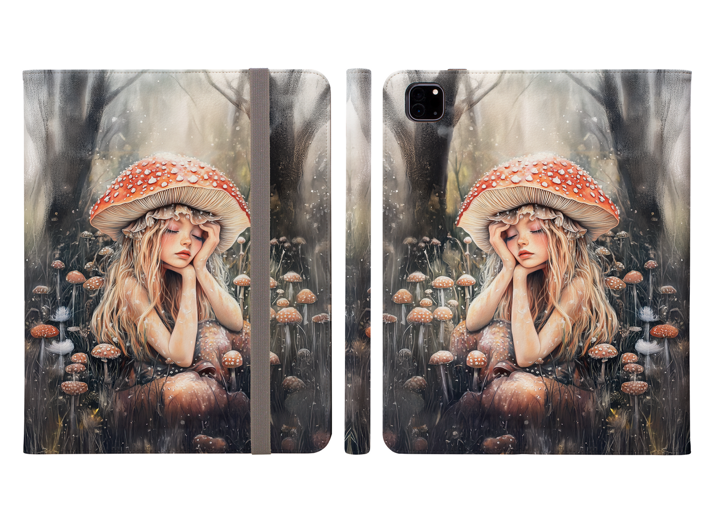 Woodland Nymph Slumbers Beneath a Mushroom's Shade Protective iPad Pro 11 & Pro 12.9 Protective Case and Pencil Holder