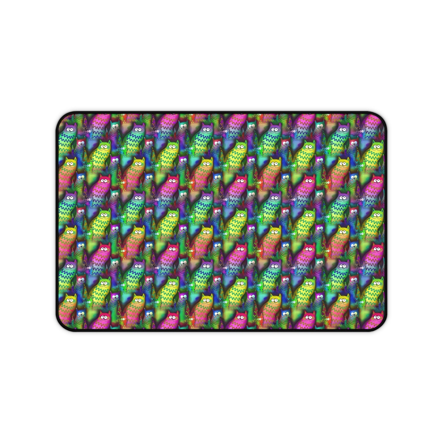 Neon Rainbow Cartoon Cats - Desk Mat Extended Gaming Mouse Pad 3 Sizes