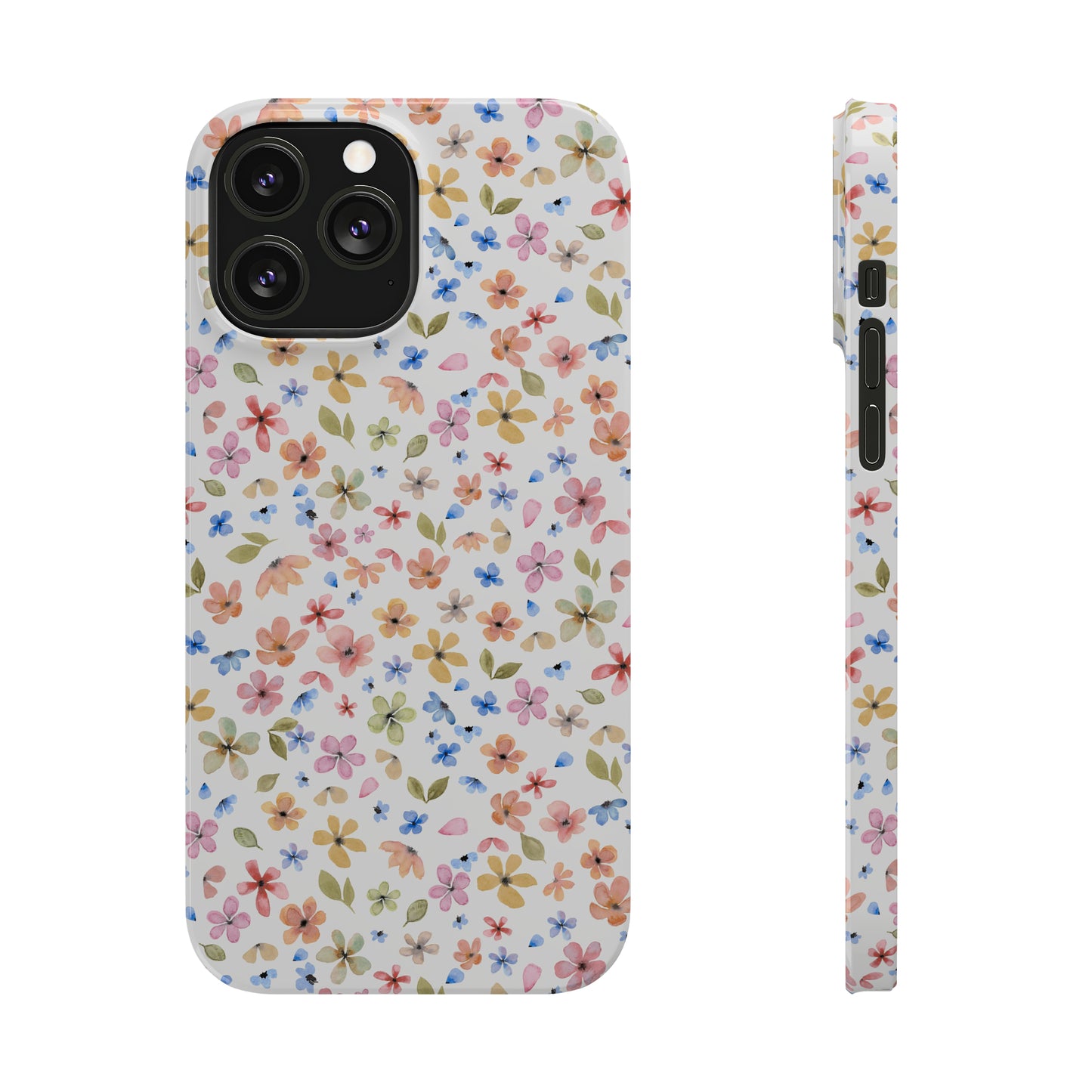 Tiny Pink, Yellow and Blue Flowers Iphone 15-12 Slim Phone Case