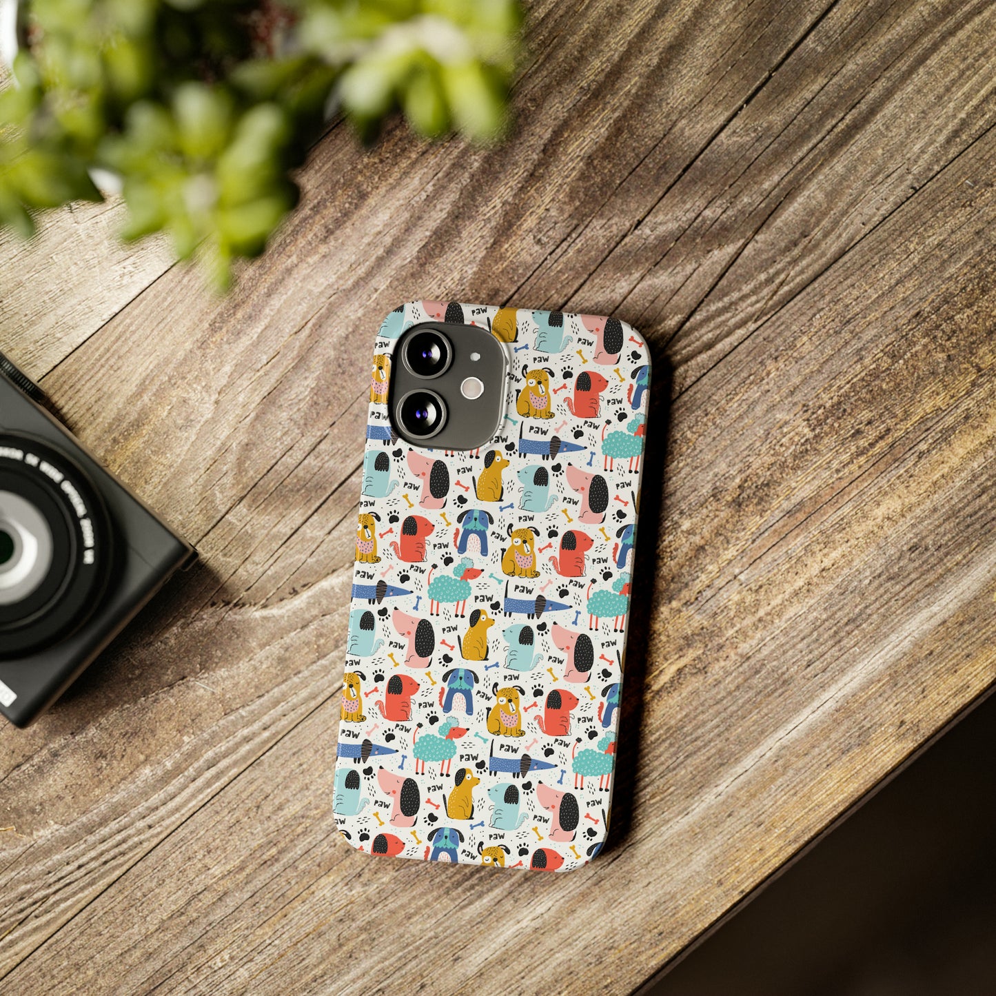 Playful Pups: Colorful Cartoon Dogs Iphone 15-12 Slim Phone Case