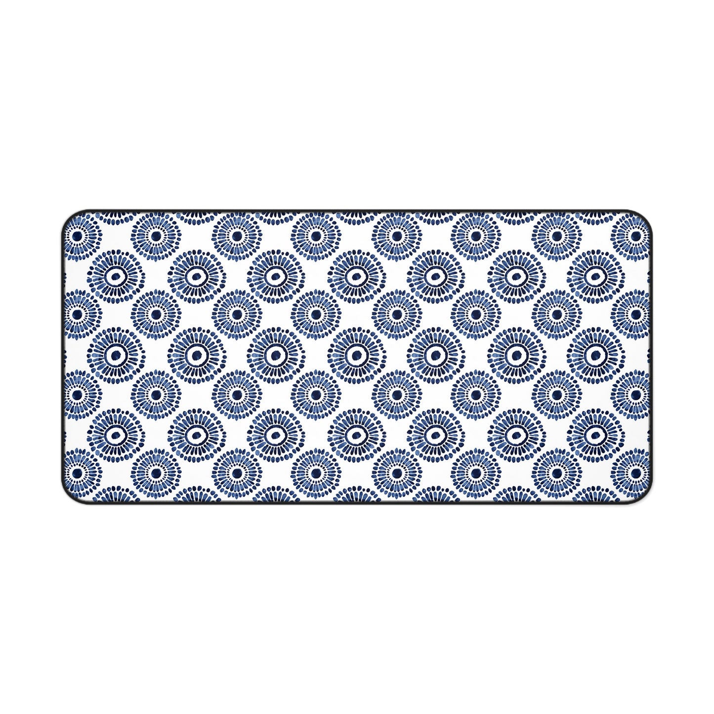 Indigo Sunburst Simple Folk-Inspired Dot Pattern Design Extended Gaming Mouse Pad  Desk Mat  - 3 Sizes