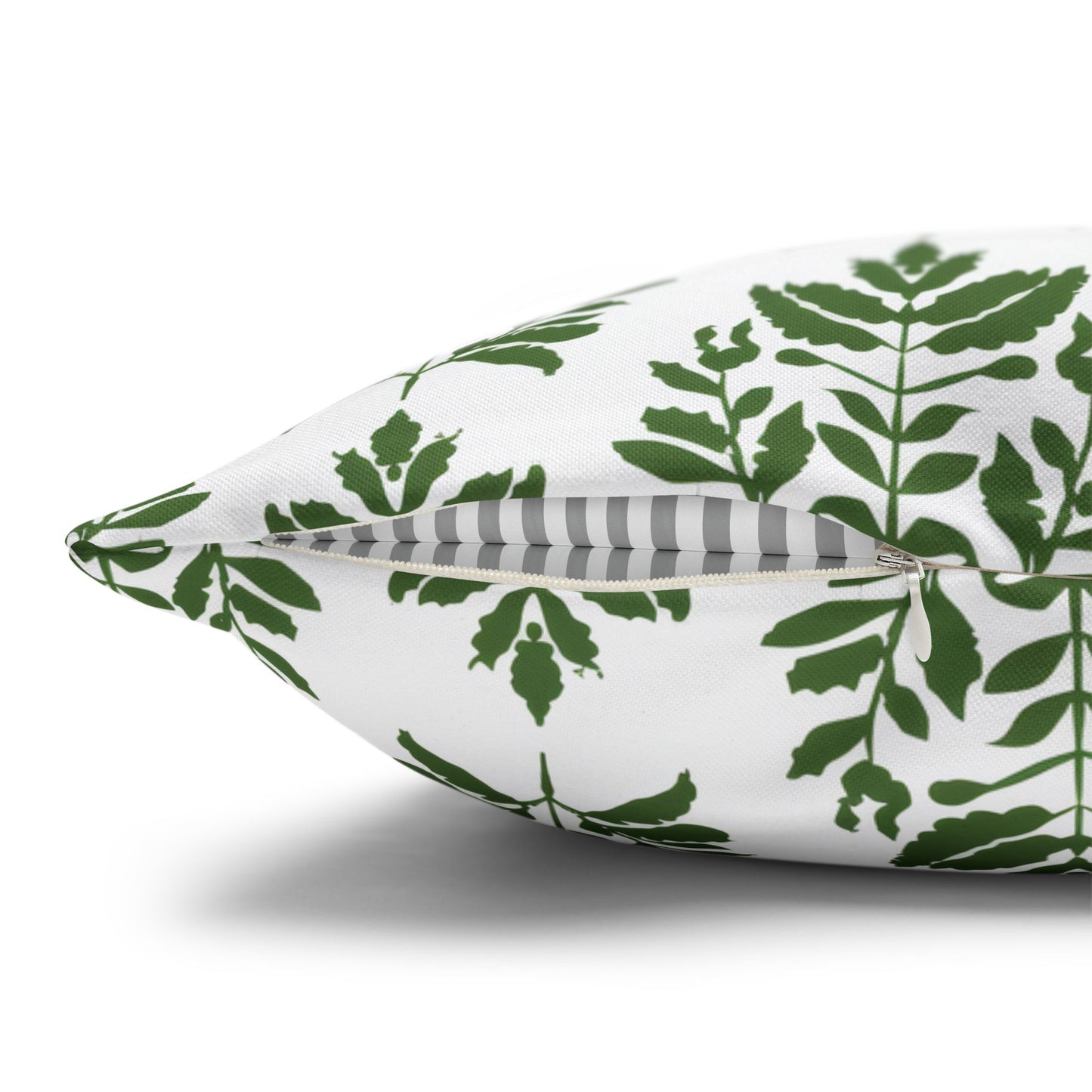 Verdant Harmony in Elegant Green Botanical Block Print Pattern Spun Polyester Square Pillowcase 4 Sizes