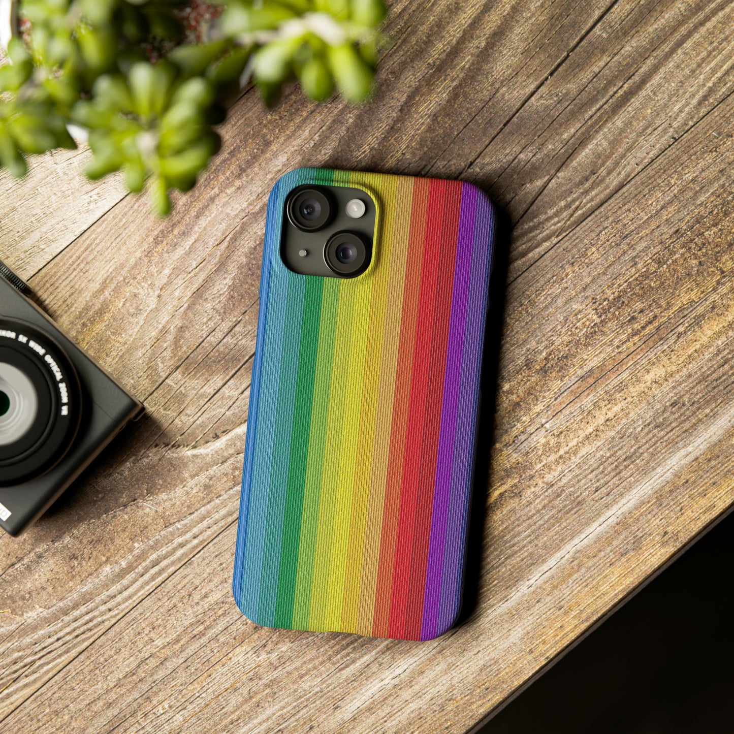 Rainbow Stripe Design Iphone 15-12 Slim Phone Case