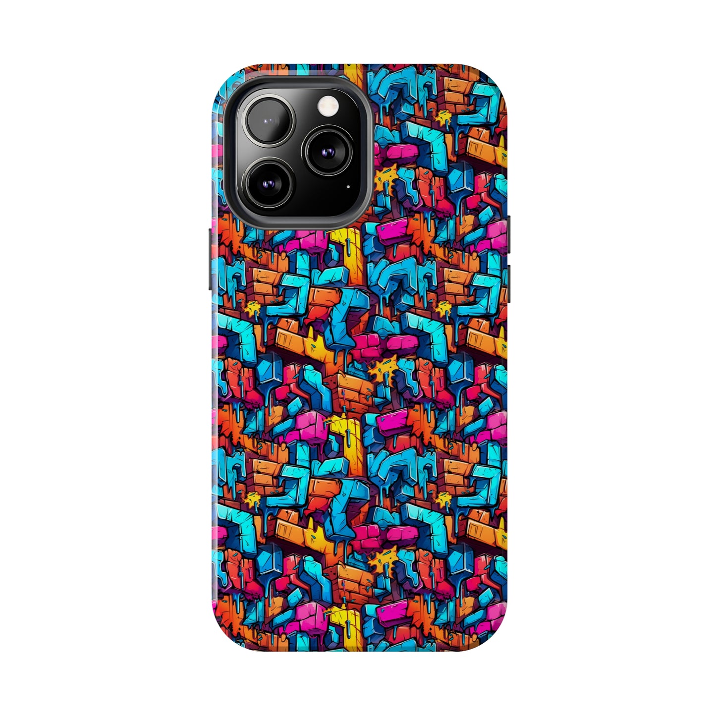 3D Rainbow Colored Graphic Blocks Design Iphone Tough Phone Case