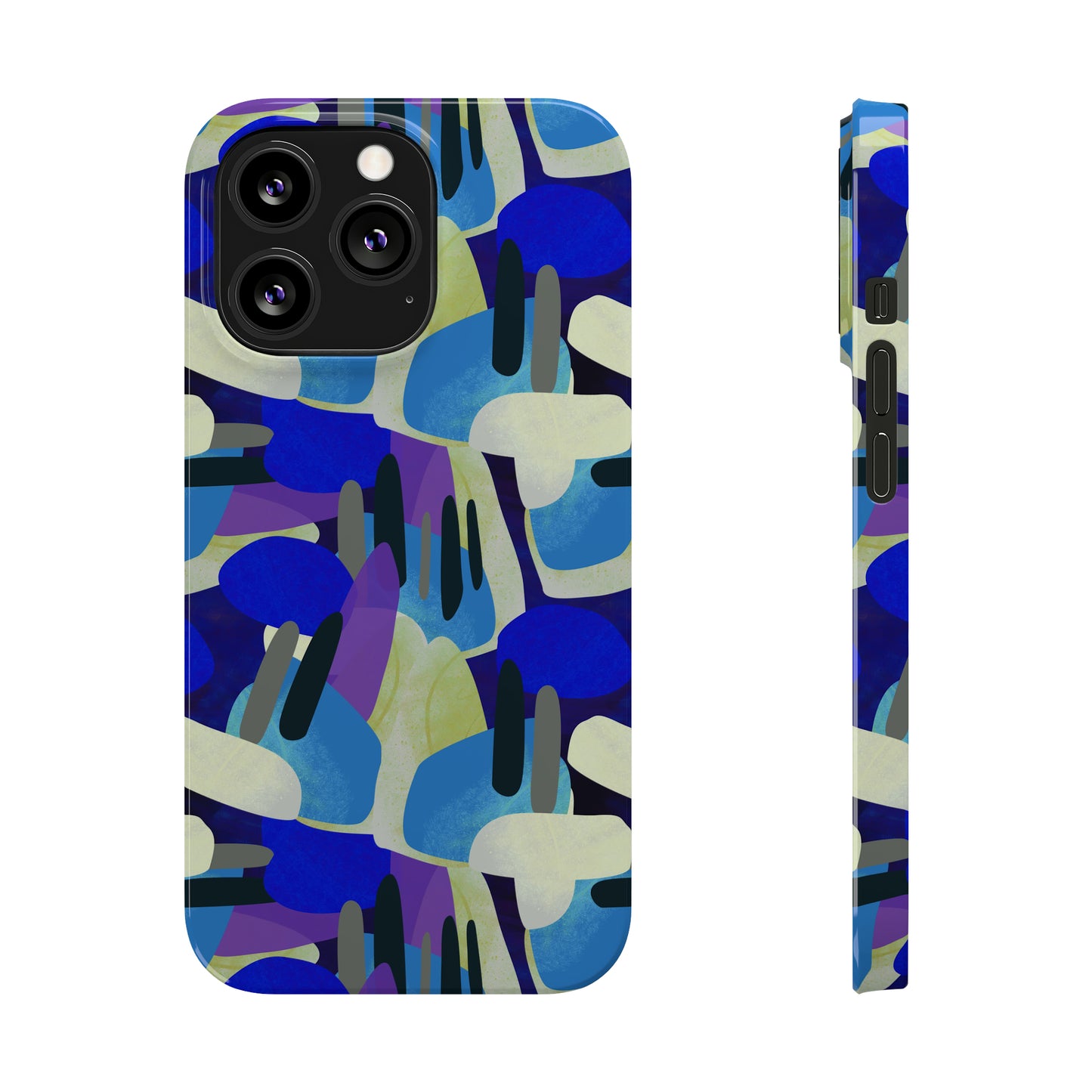 Blue, Purple and Green Abstract Design Iphone 15-12 Slim Phone Case