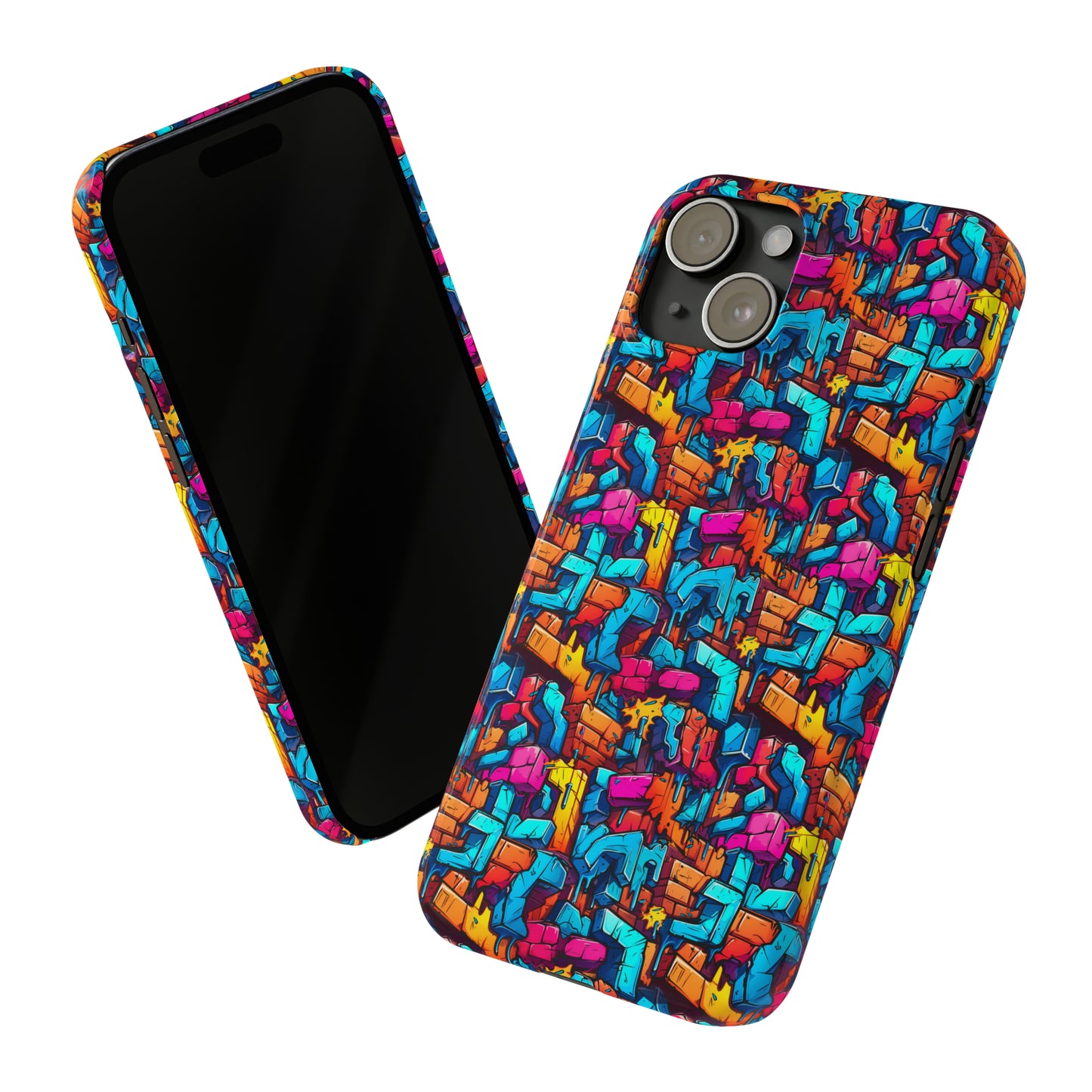 3D Rainbow Colored Graphic Blocks Design Iphone 15-12 Slim Phone Case