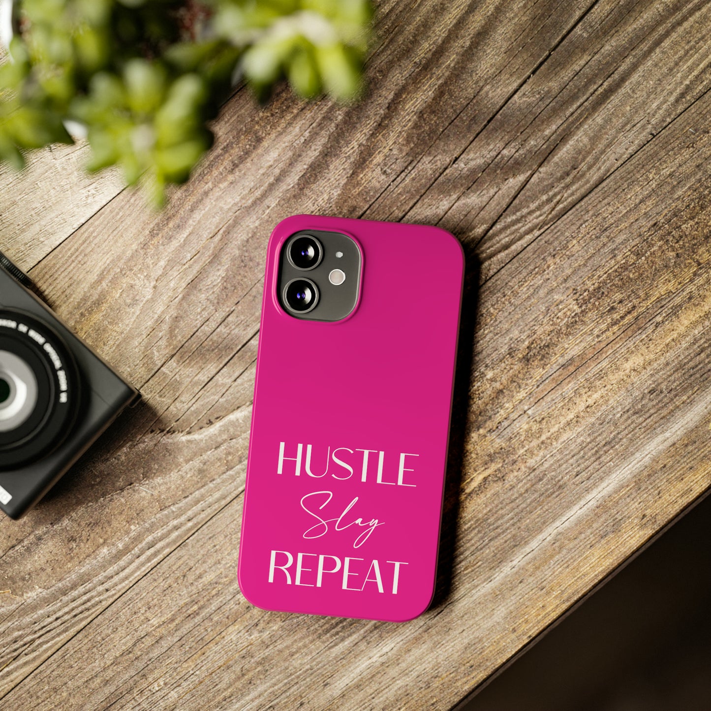 Pink - Hustle Slay Repeat Iphone 15-12 Slim Phone Case