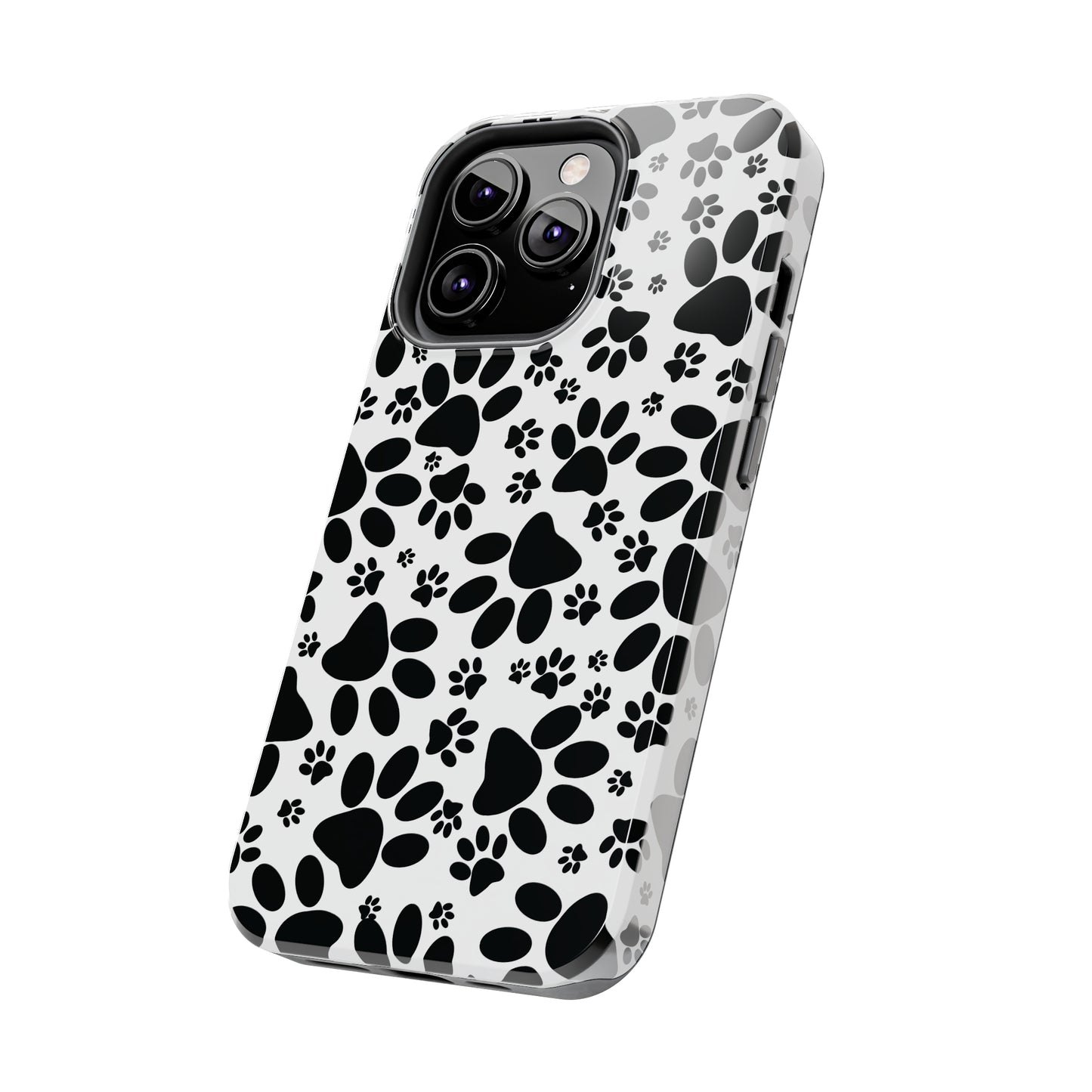 Stealthy Tracks: Black Animal Paw Prints Iphone Tough Phone Case