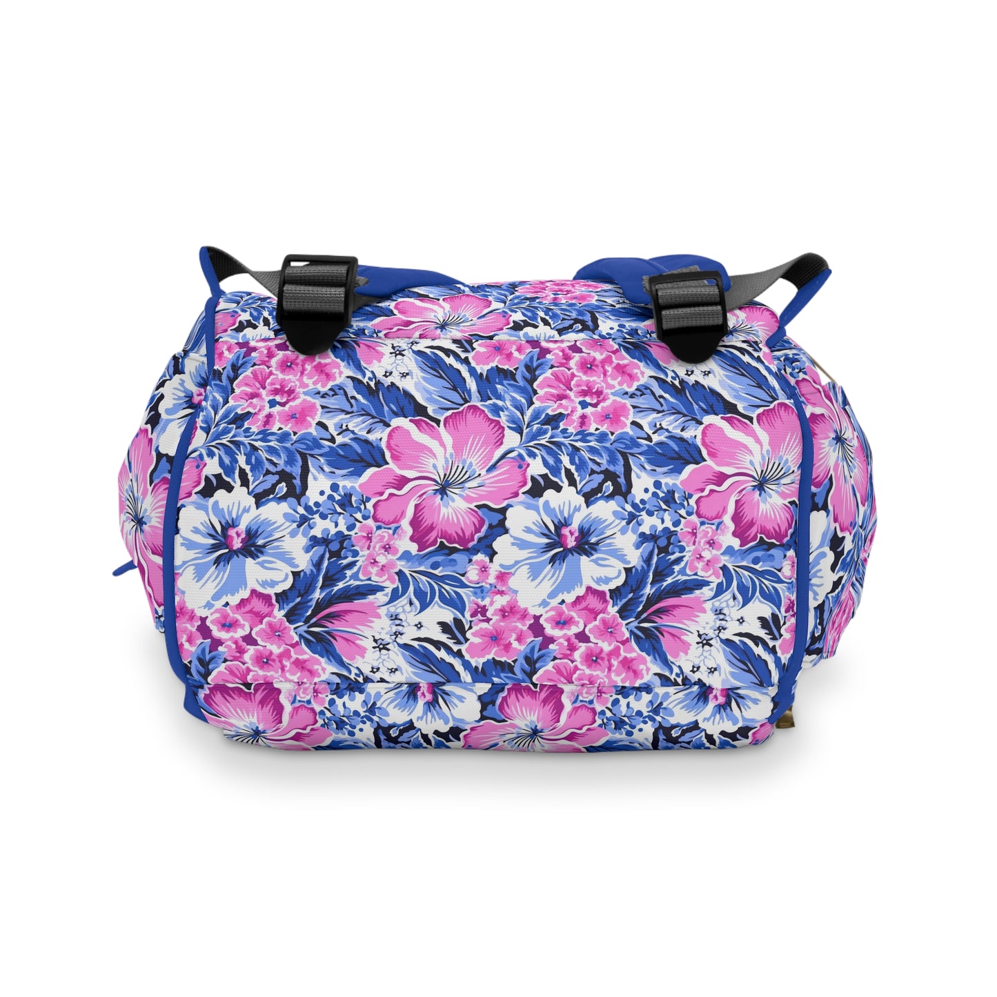 Bright Blooms: Pink and Blue   Watercolor Hibiscus in Vivid Splendor Multifunctional Diaper Backpack