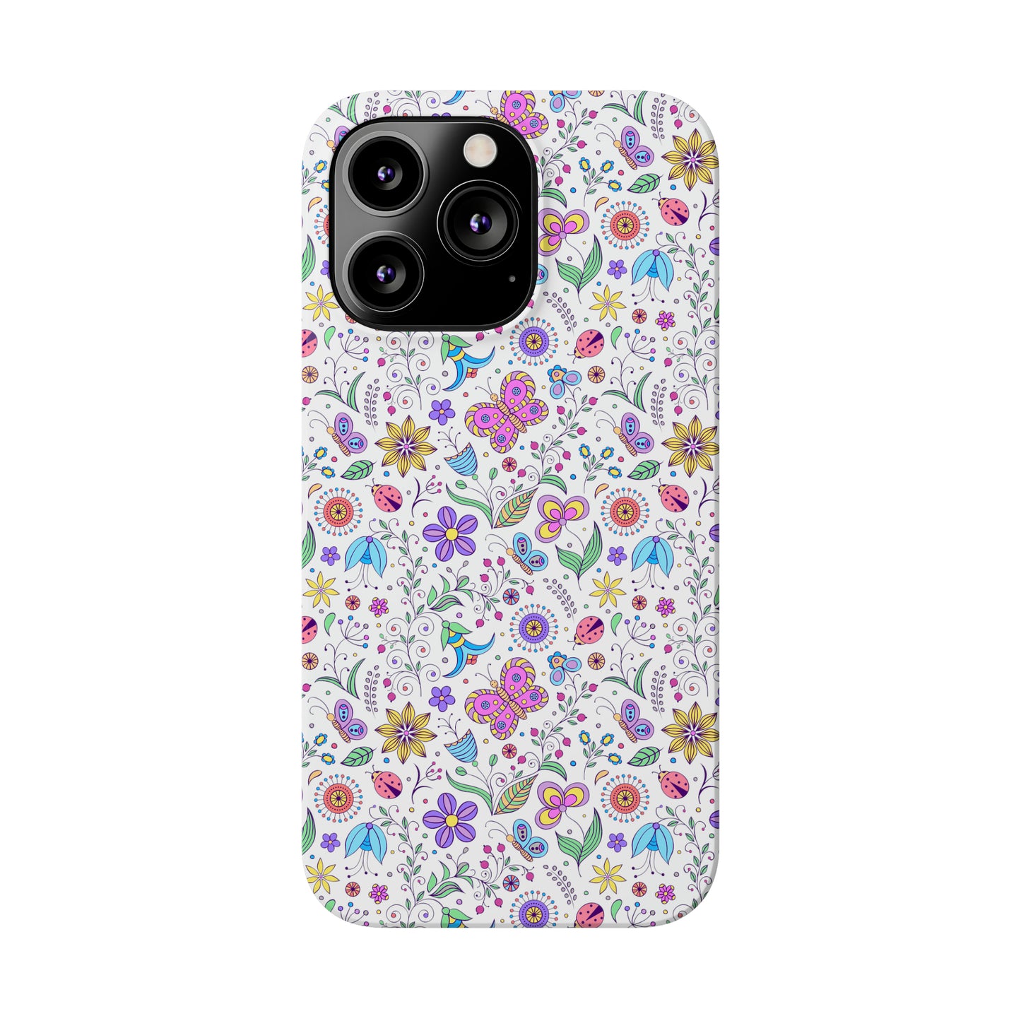 Butterflies and Flowers Iphone 15-12 Slim Phone Case