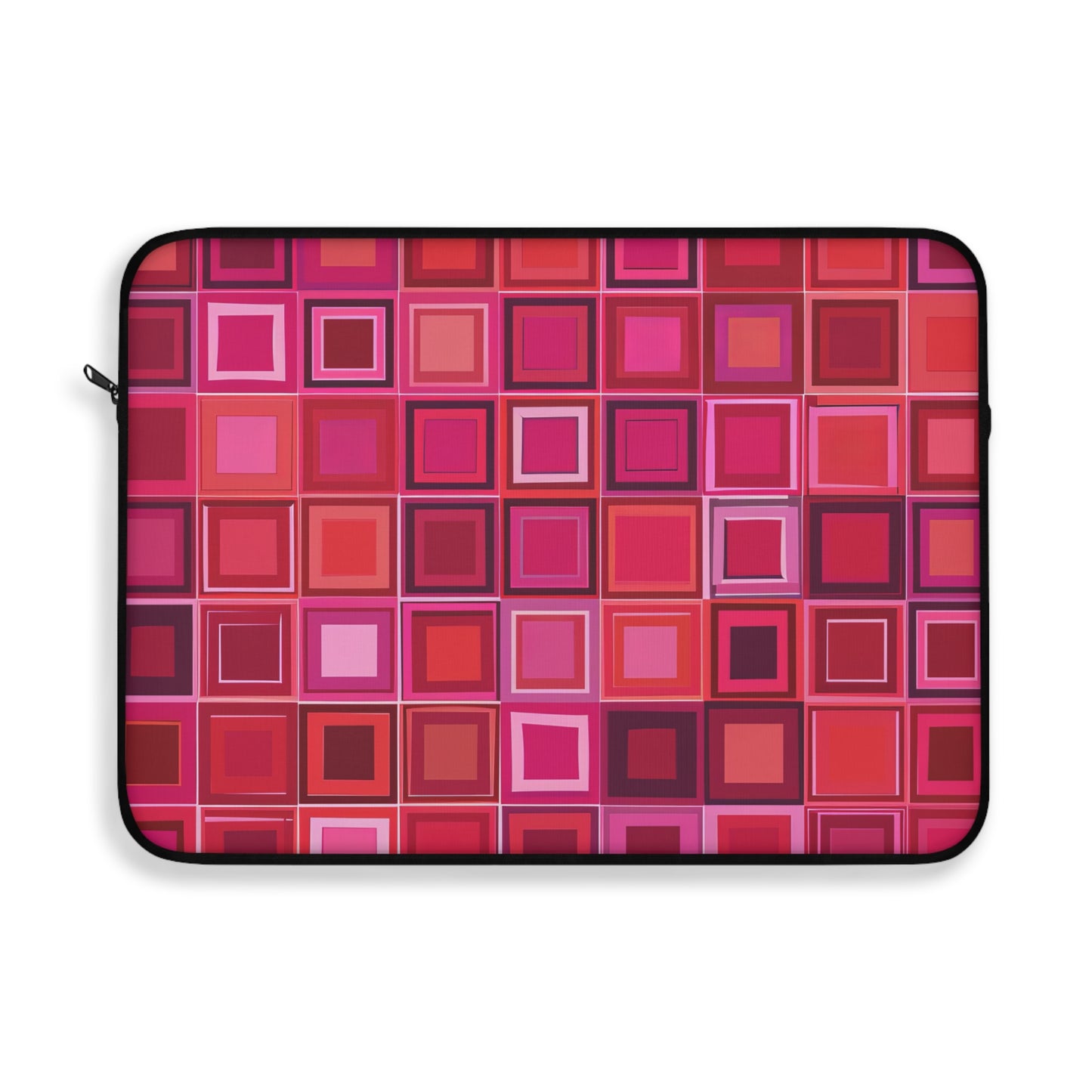 Retro Chic Geometric Bold Pink and Red Squares Laptop or Ipad Protective Sleeve 3 Sizes Available