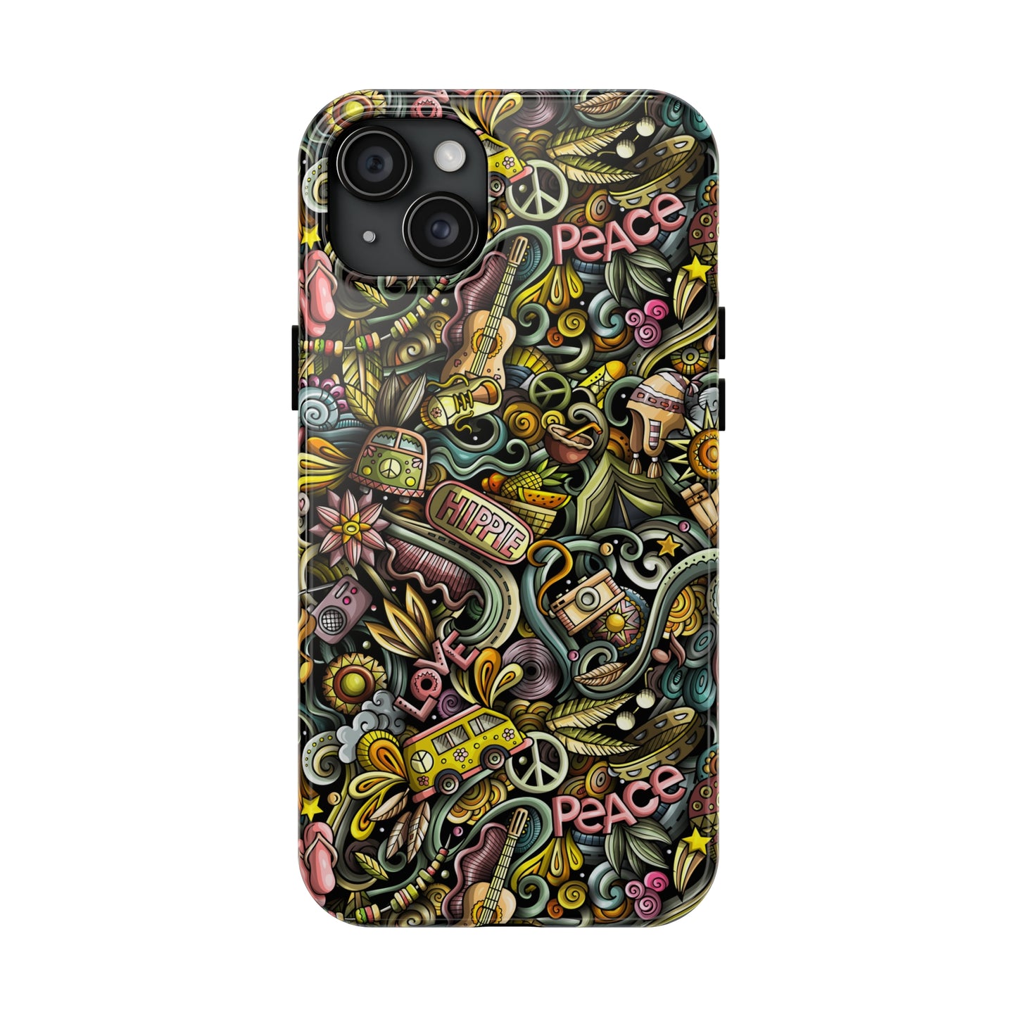 Peace, Love & VW Fun Cartoon Design Iphone Tough Phone Case