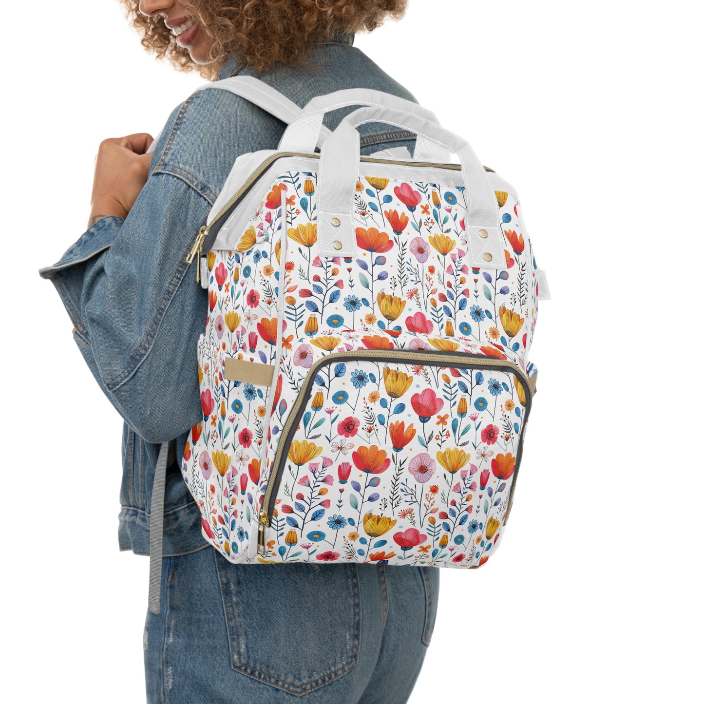 Vibrant Spring Blooms in a Kaleidoscope of Colors Multifunctional Diaper Backpack