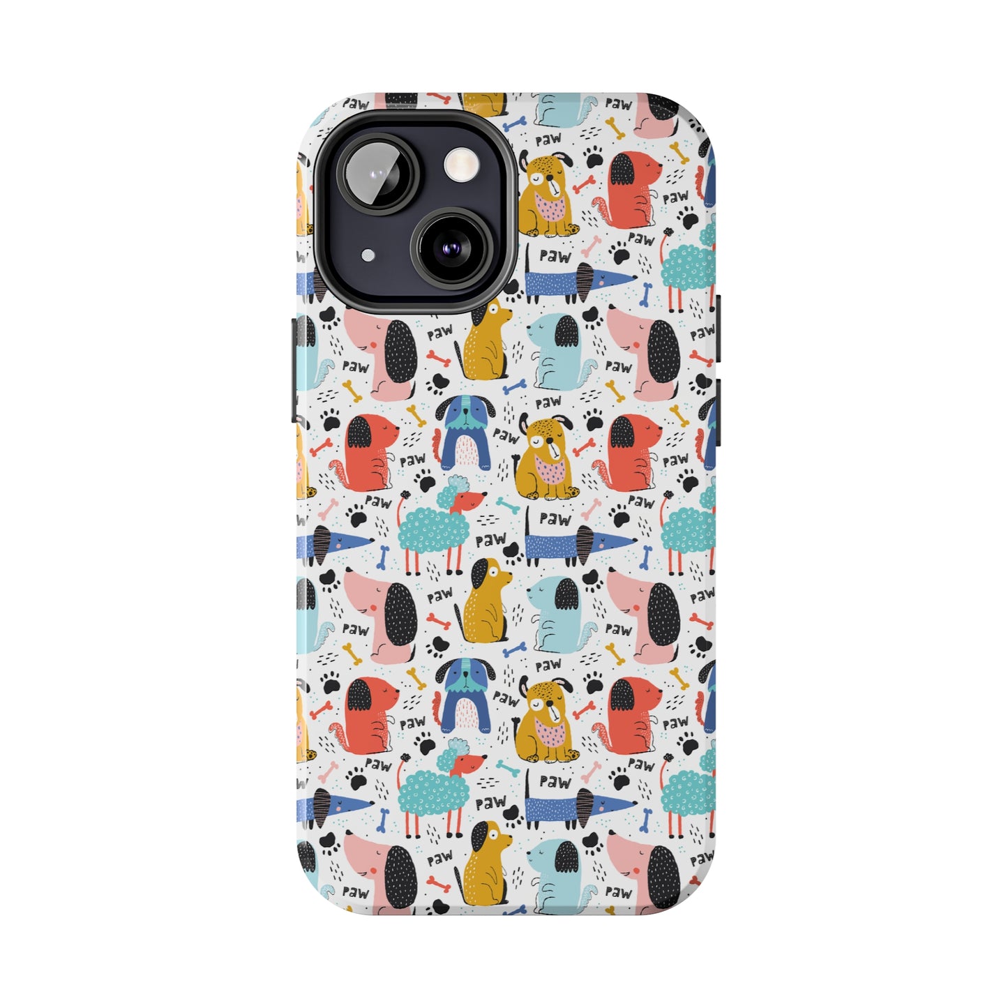 Playful Pups: Colorful Cartoon Dogs Iphone Tough Phone Case